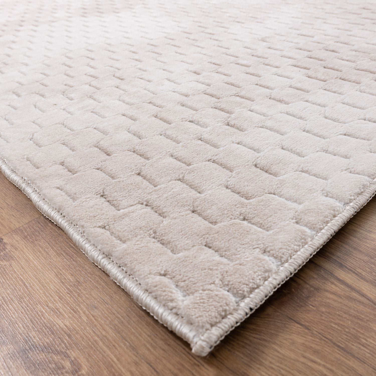 Crème Tapijt Wasbaar Laagpolig Vloerkleed met Anti Slip Omid Modula Wasbaar op 30° - Omid Carpets