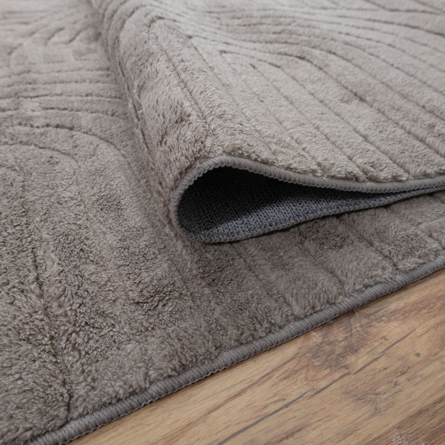 Beige-Grijs Tapijt Laagpolig Vloerkleed Omid Thin Fluffy