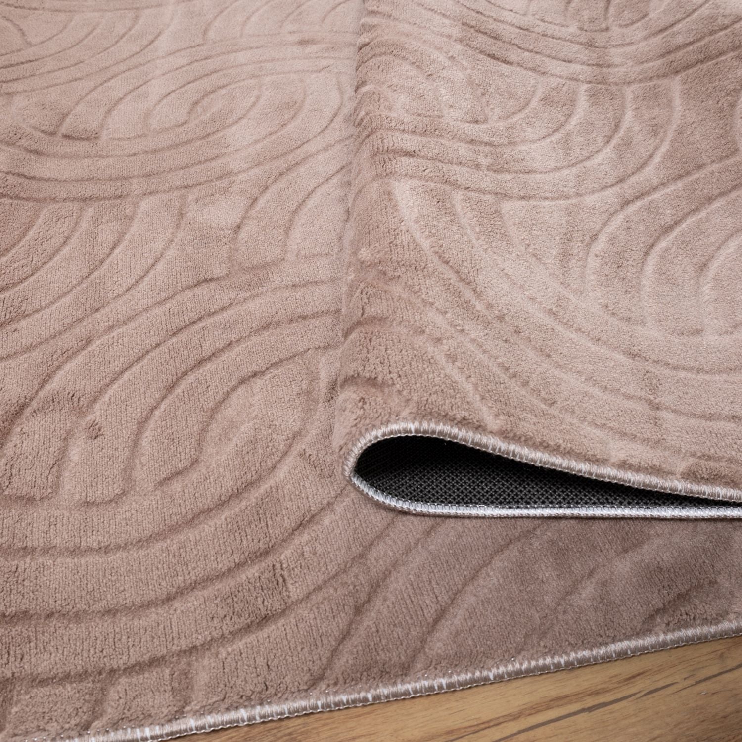 Taupe Tapijt Wasbaar Laagpolig Vloerkleed met Anti Slip Omid Japandi Stijl Wasbaar op 30° - Omid Carpets