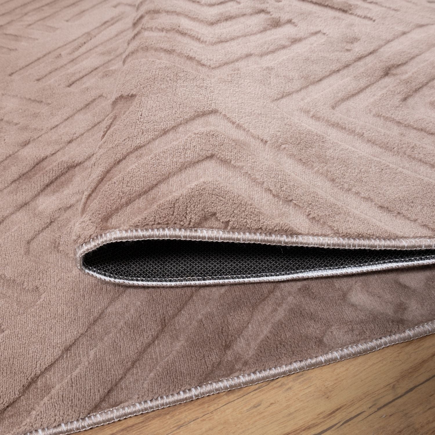 Taupe Tapijt Wasbaar Laagpolig Vloerkleed met Anti Slip Omid Japandi Stijl Wasbaar op 30° - Omid Carpets