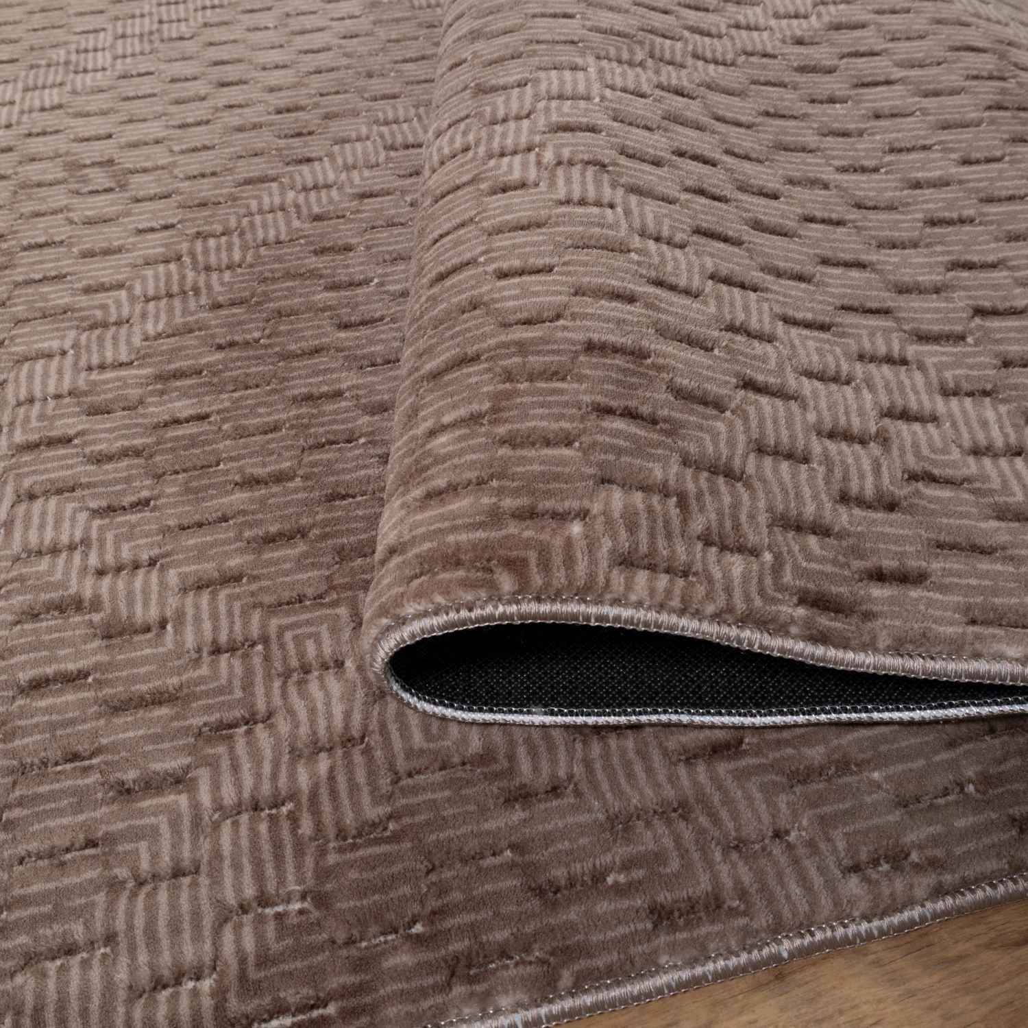 Bruin Tapijt Wasbaar Laagpolig Vloerkleed met Anti Slip Omid Modula Wasbaar op 30° - Omid Carpets