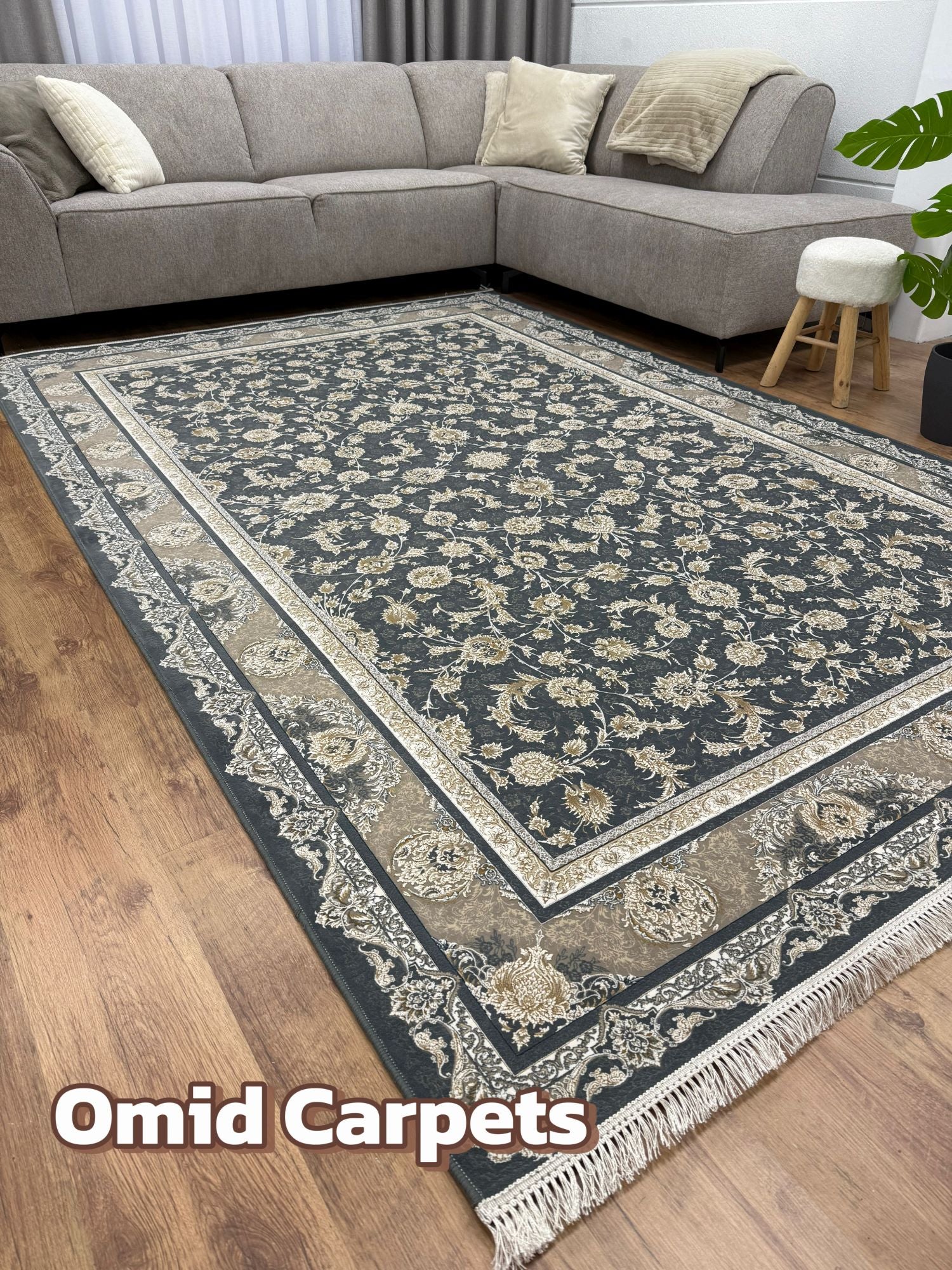 قالین 1500 شانه * DonkerGrijs Tapijt Laagpolig Klassiek Vloerkleed - Omid Premium Classic Hand Look - 4,5 Miljoen punten/m²