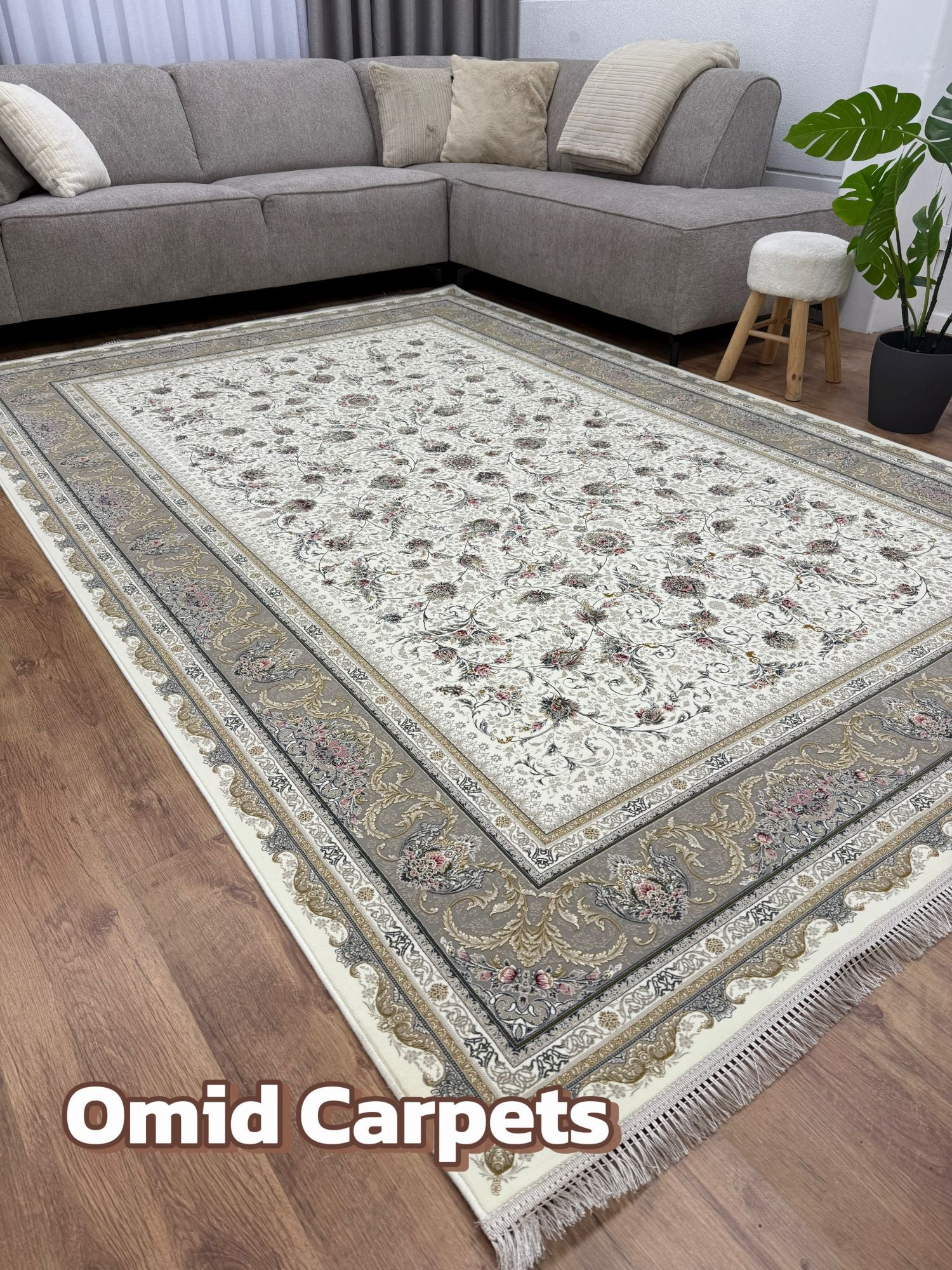 قالین 1500 شانه * Crème Tapijt Laagpolig Klassiek Vloerkleed - Omid Premium Classic Hand Look - 4,5 Miljoen punten/m²