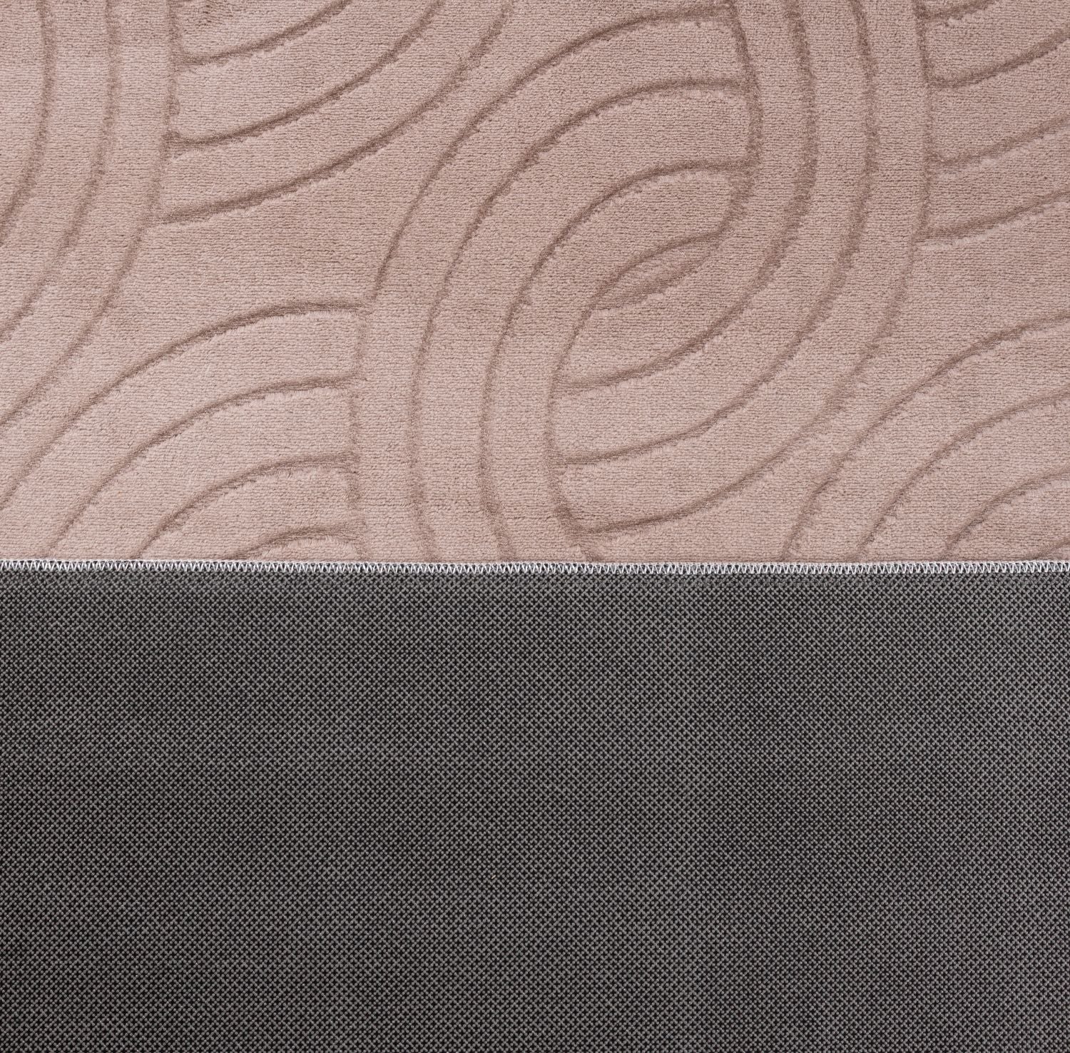 Taupe Tapijt Wasbaar Laagpolig Vloerkleed met Anti Slip Omid Japandi Stijl Wasbaar op 30° - Omid Carpets