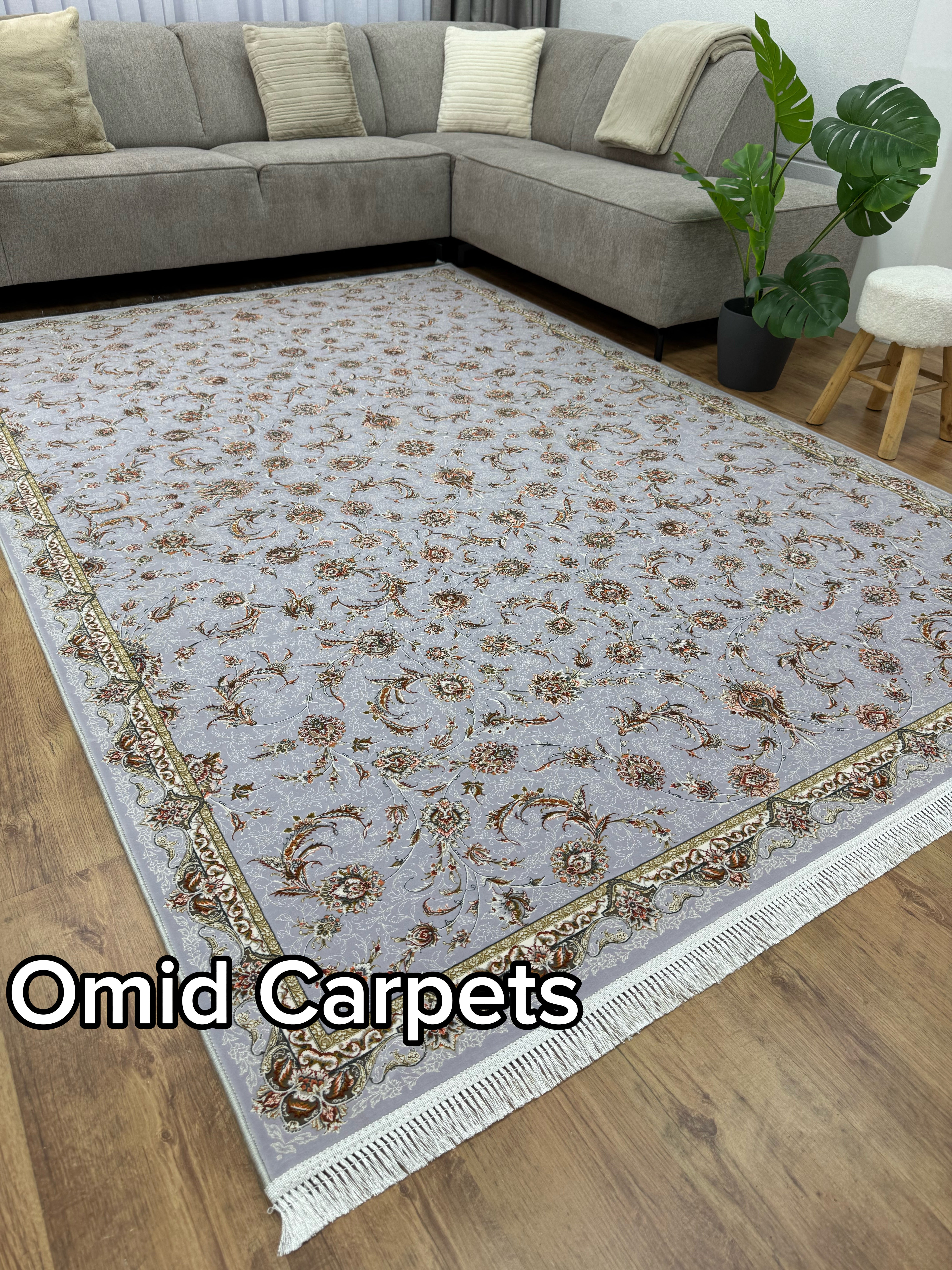 1500 Ketteln Grijs Teppich Niedrigflor Klassischer Teppich - Omid Premium Classic Hand Look - 4,5 Millionen Punkte/m²
