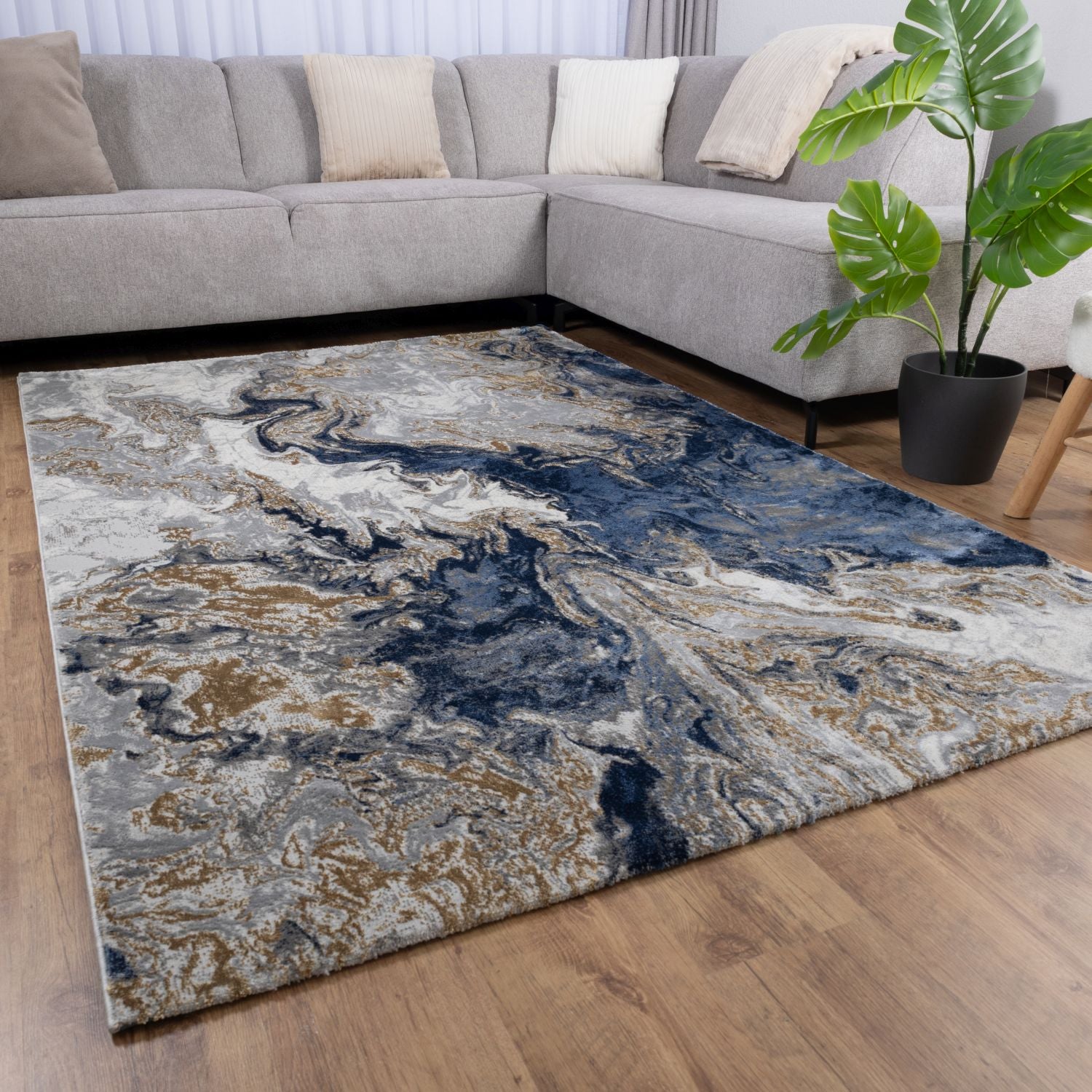 Grijs Tapijt Laagpolig Vloerkleed Omid Abstract Luxury - Omid Carpets