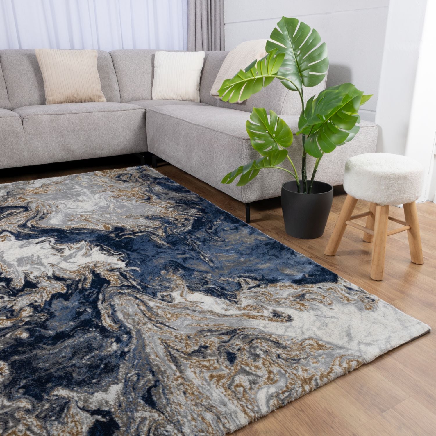 Grijs Tapijt Laagpolig Vloerkleed Omid Abstract Luxury - Omid Carpets