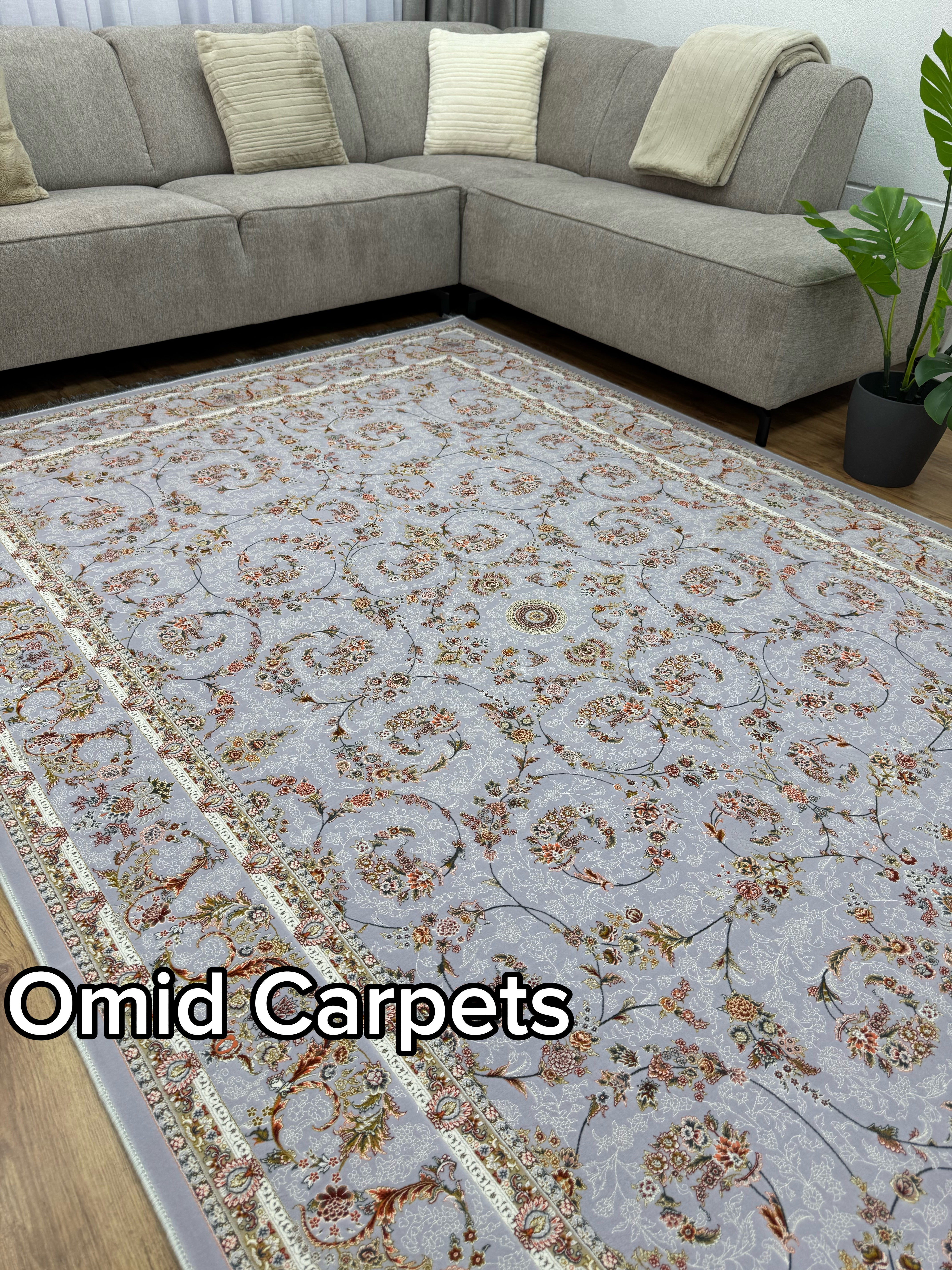 Tapis 1500 nœuds * Tapis noir à poils ras classique - Omid Premium Classic Aspect fait main - 4,5 millions de points/m²