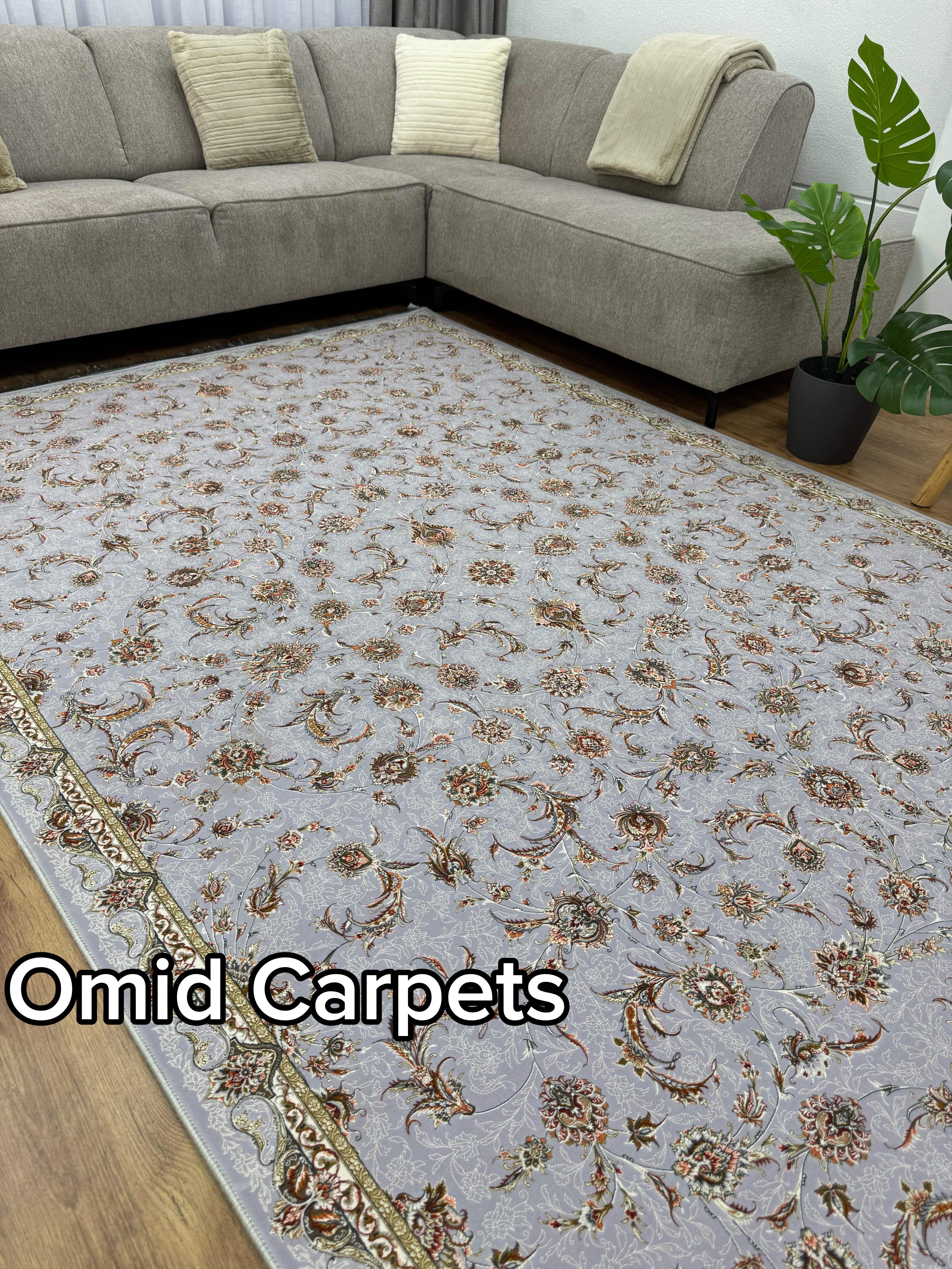 Tapis 1500 nœuds * Tapis noir à poils ras classique - Omid Premium Classic Aspect fait main - 4,5 millions de points/m²