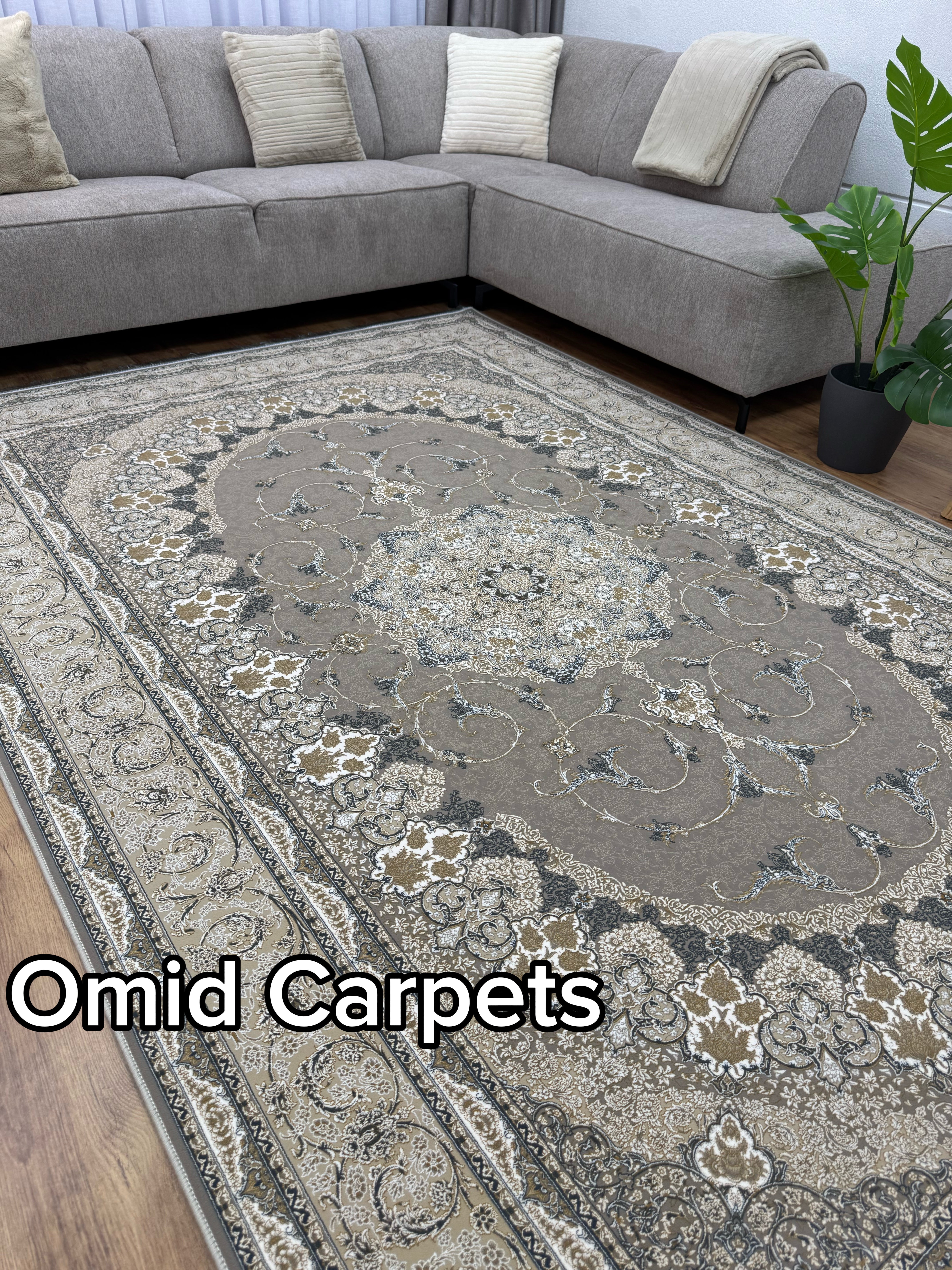 Tapis 1500 nœuds * Tapis noir à poils ras classique - Omid Premium Classic Aspect fait main - 4,5 millions de points/m²