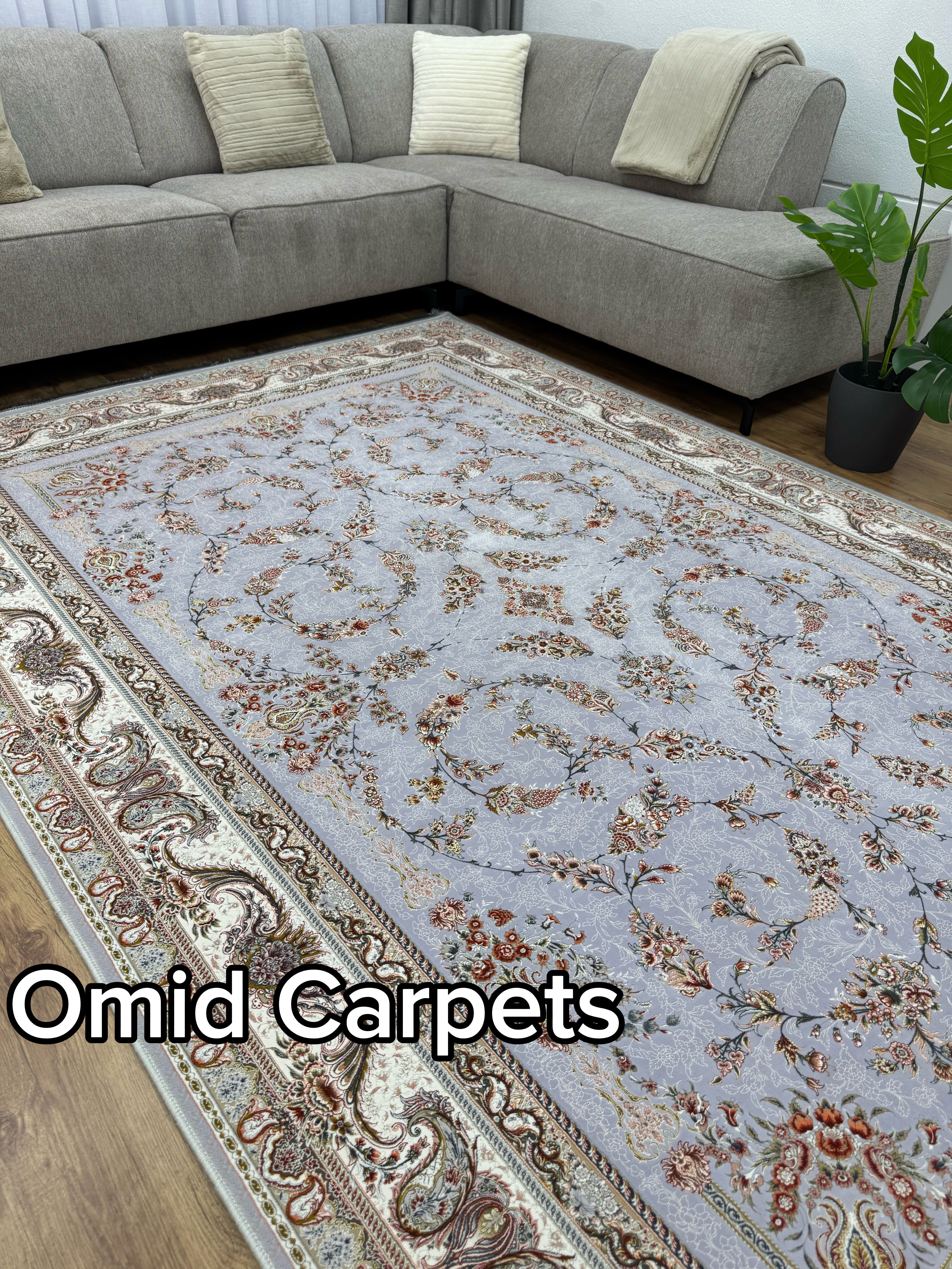 Tapis 1500 nœuds * Tapis noir à poils ras classique - Omid Premium Classic Aspect fait main - 4,5 millions de points/m²