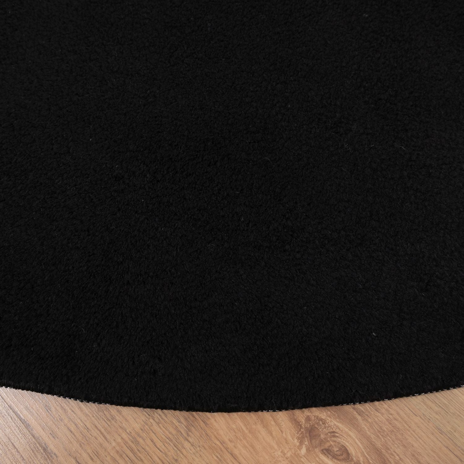 Zwart Rond Tapijt Laagpolig Rond Vloerkleed met Anti Slip Omid Soft Comfort Wasbaar op 30°