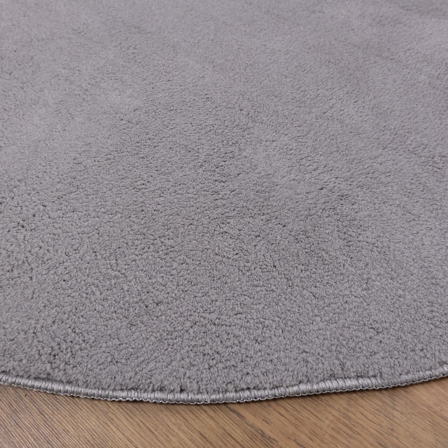 Grijs Rond Tapijt Laagpolig Rond Vloerkleed met Anti Slip Omid Soft Comfort Wasbaar op 30°