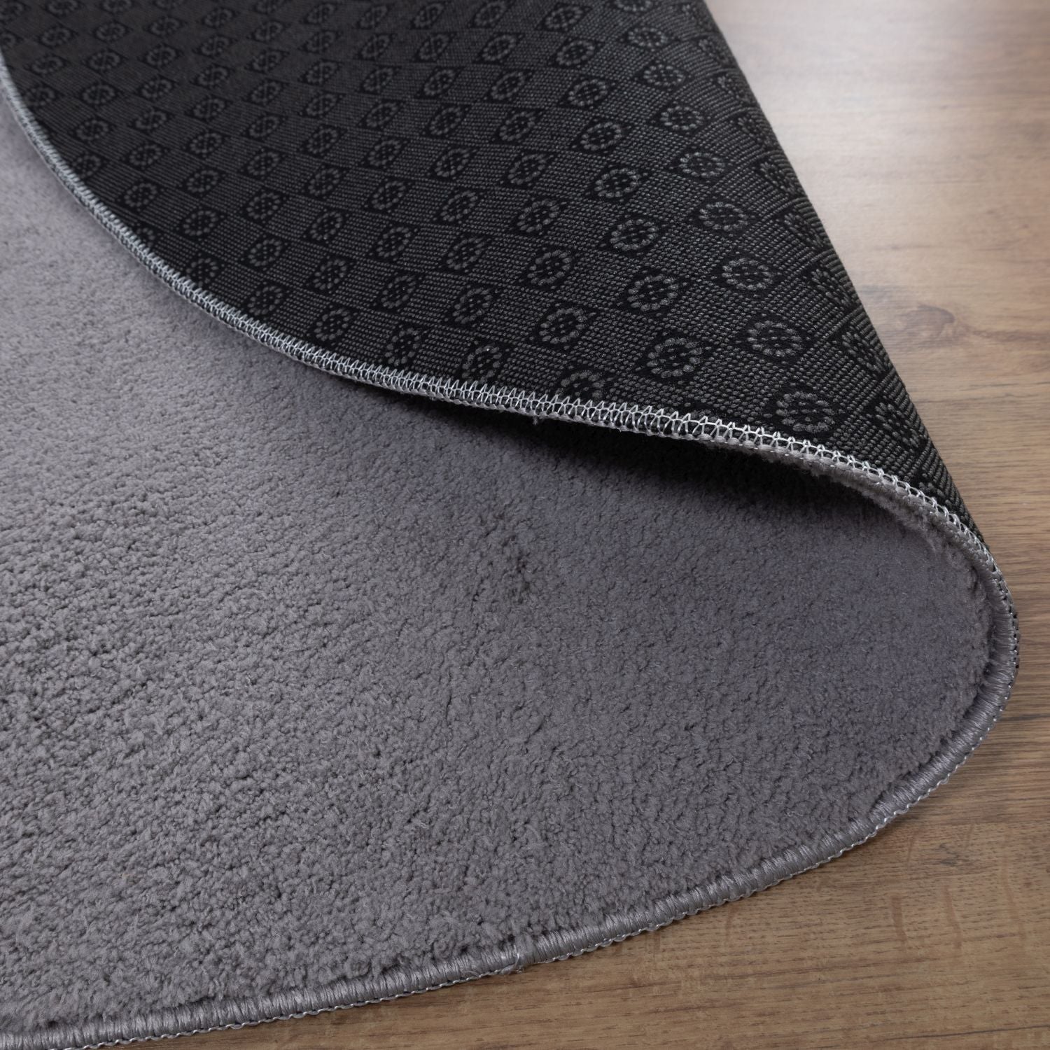 Grijs Rond Tapijt Laagpolig Rond Vloerkleed met Anti Slip Omid Soft Comfort Wasbaar op 30°