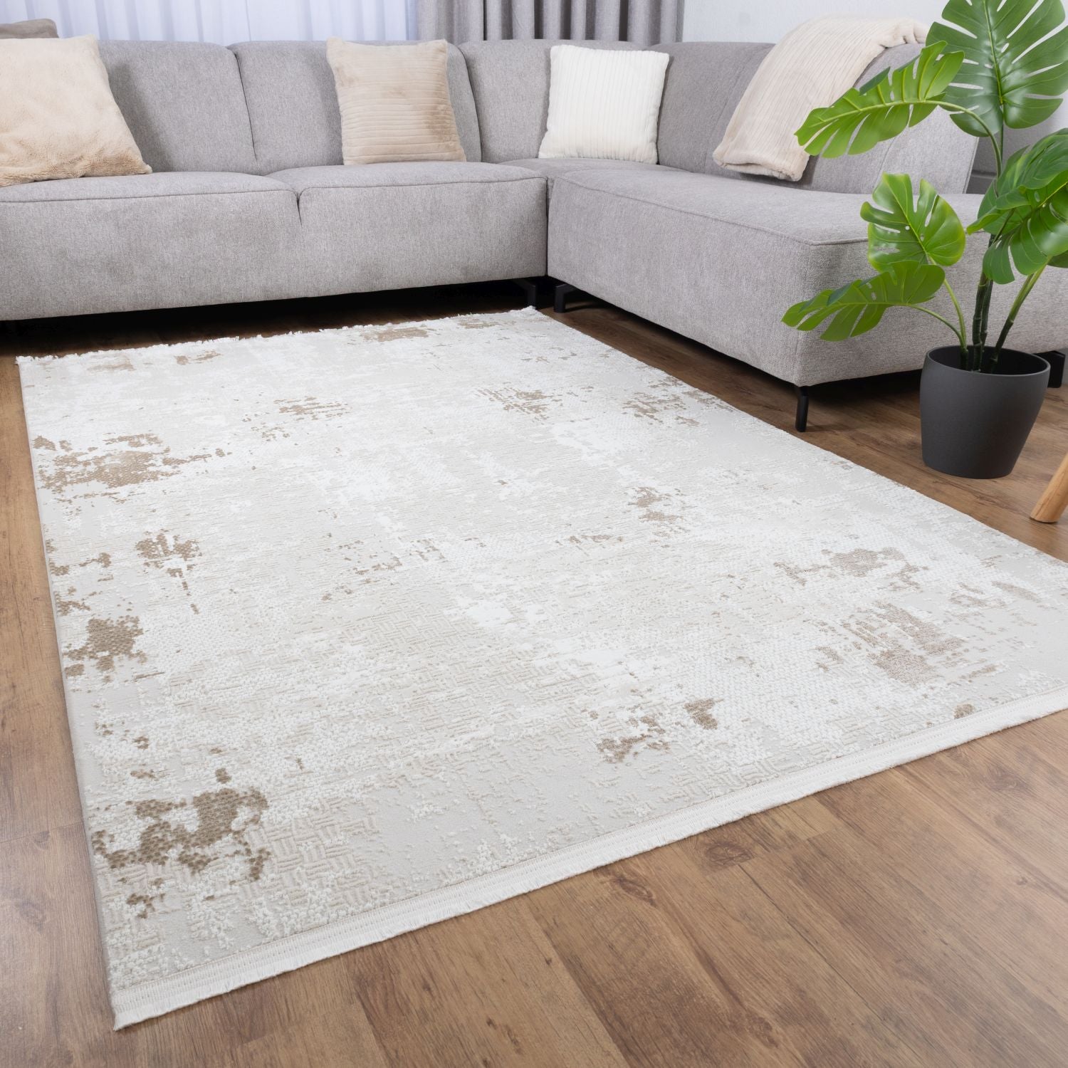 Crème Tapijt Laagpolig Vloerkleed Omid Soft Lux