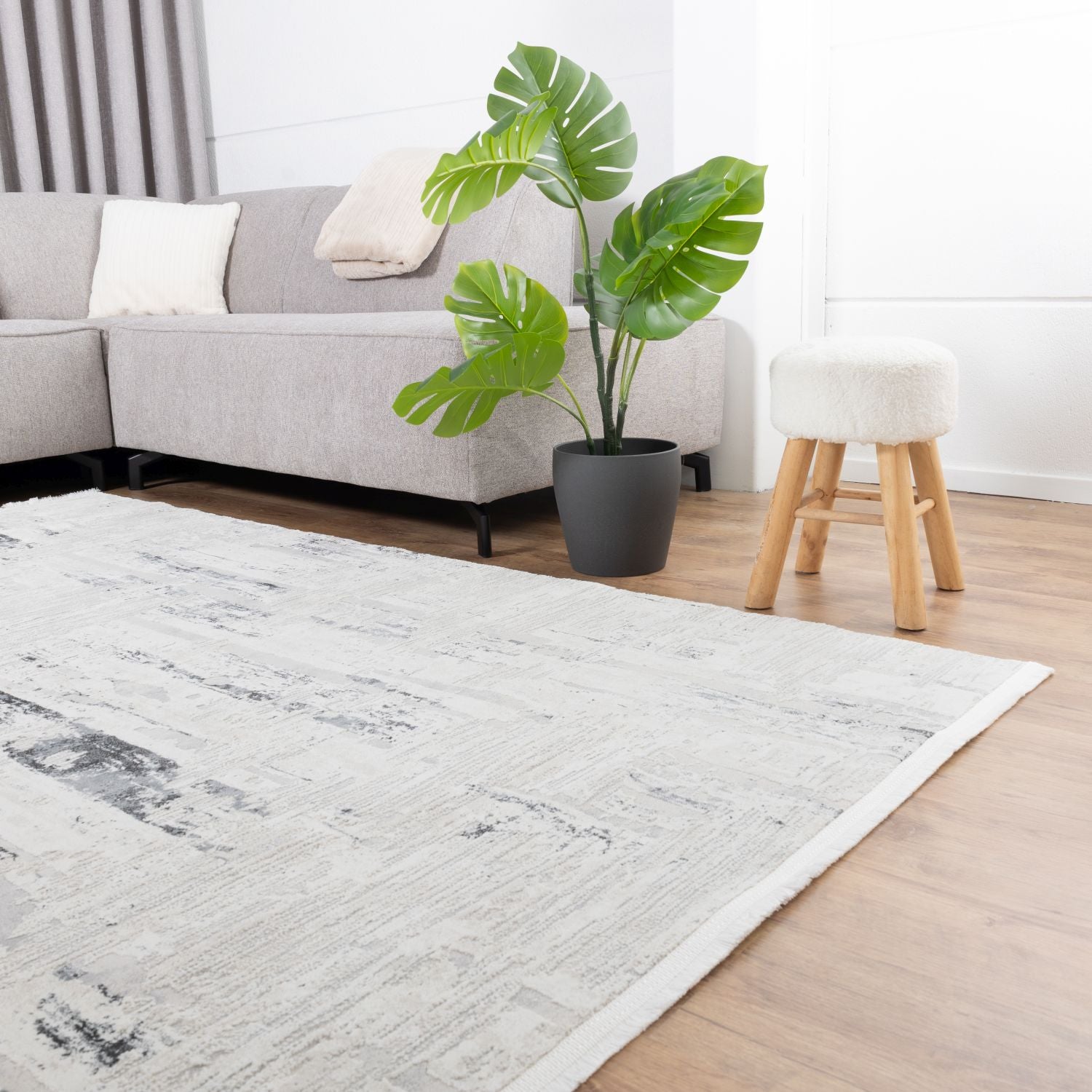Crème Tapijt Laagpolig Vloerkleed Omid Soft Lux