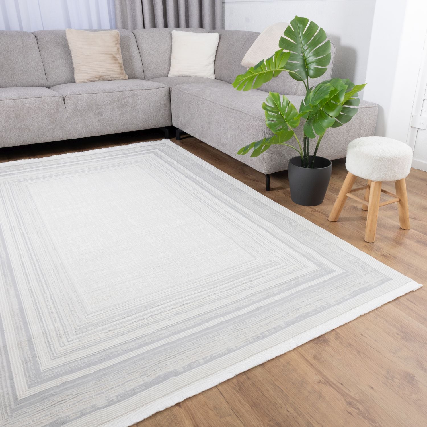 Crème Tapijt Laagpolig Vloerkleed Omid Soft Lux