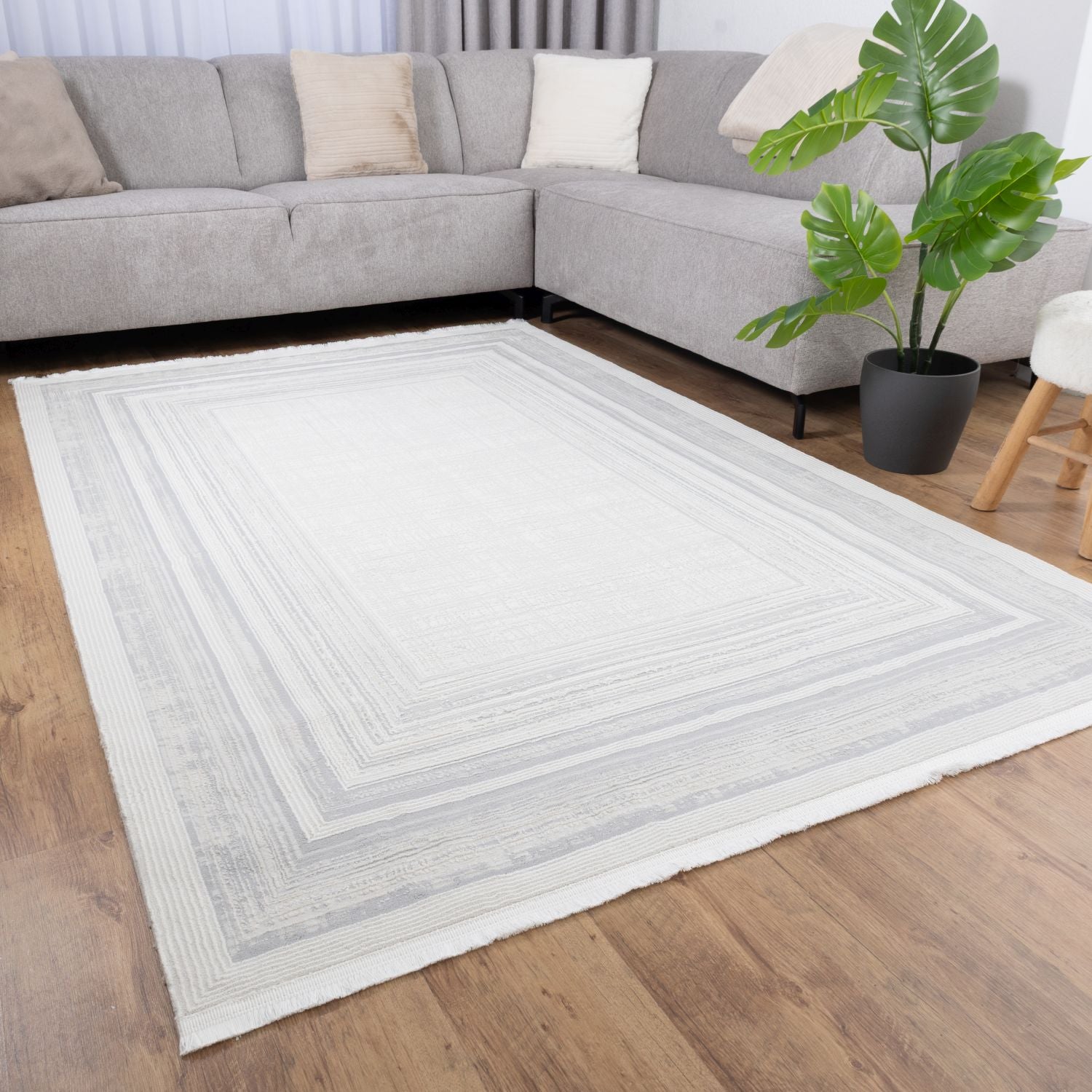 Crème Tapijt Laagpolig Vloerkleed Omid Soft Lux