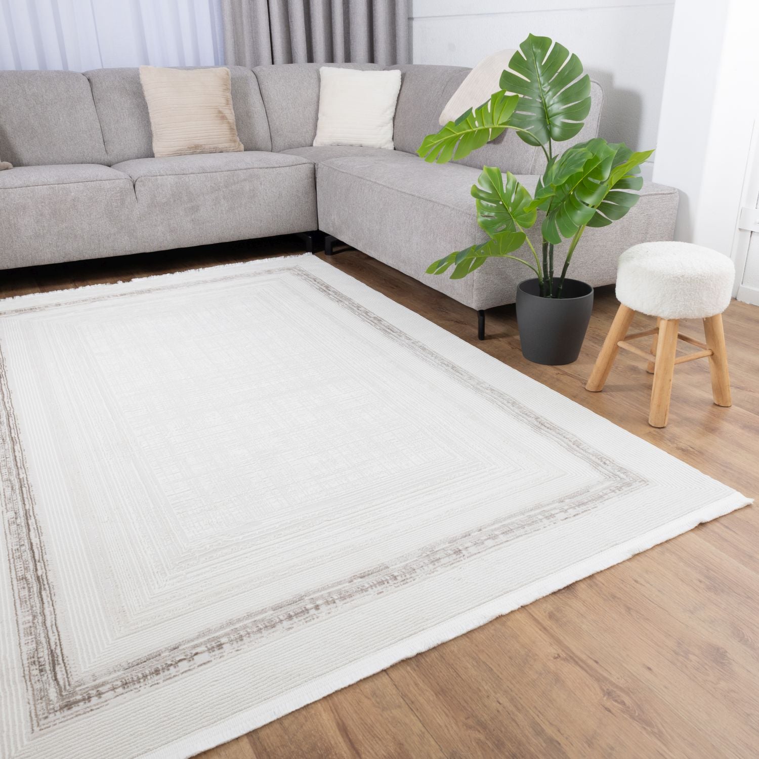 Crème Tapijt Laagpolig Vloerkleed Omid Soft Lux