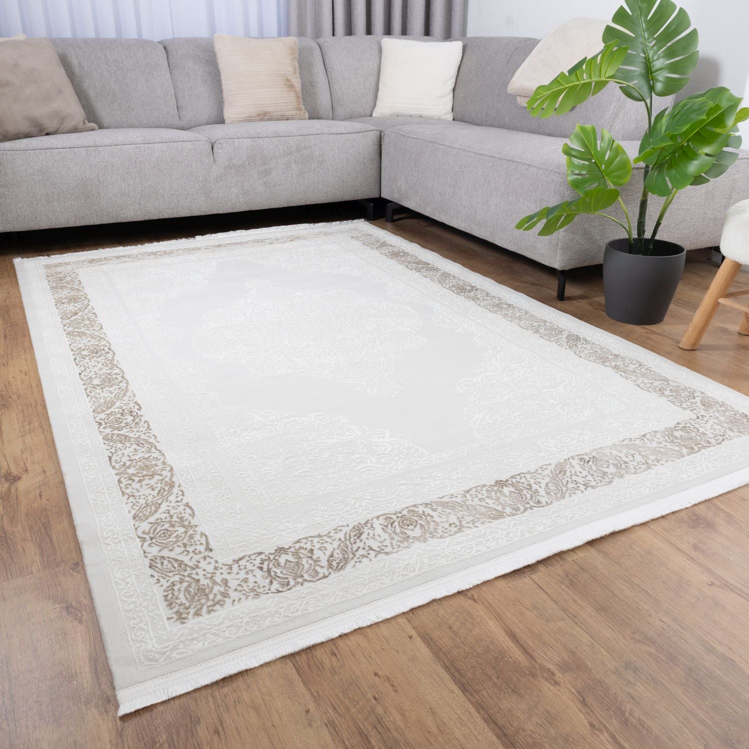 Crème Tapijt Laagpolig Vloerkleed Omid Soft Lux