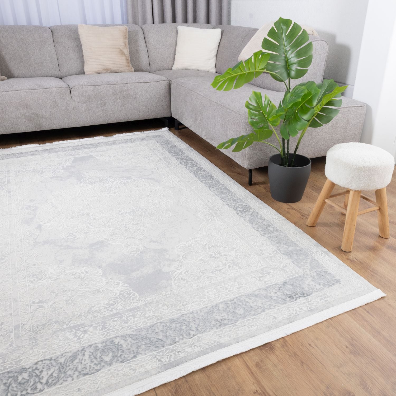 Crème Tapijt Laagpolig Vloerkleed Omid Soft Lux
