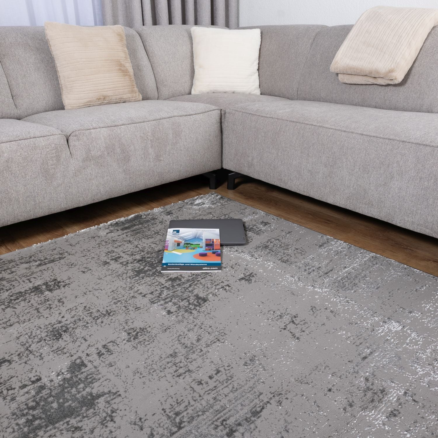 Grijs Tapijt Laagpolig Vloerkleed Omid Marble Lux