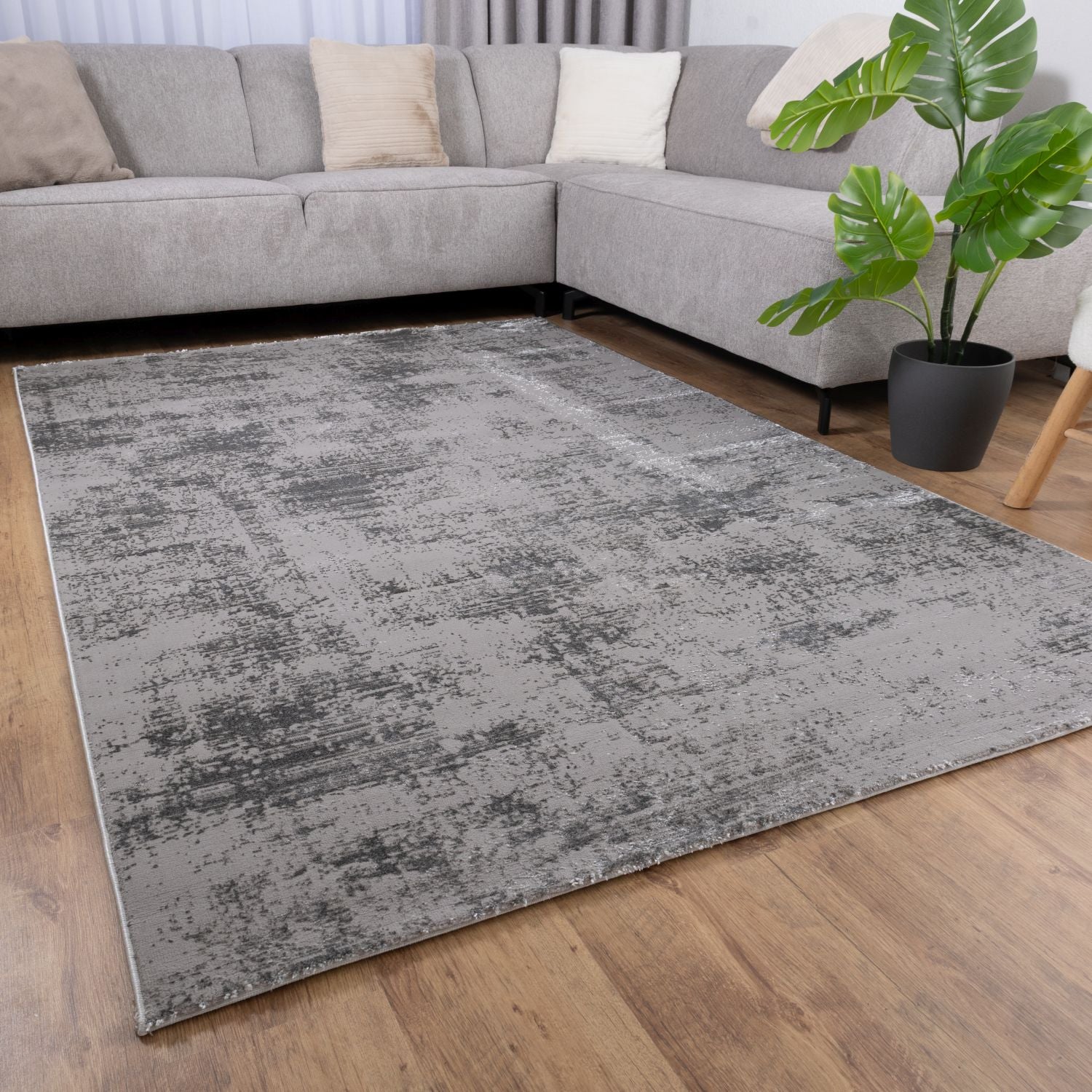 Grijs Tapijt Laagpolig Vloerkleed Omid Marble Lux