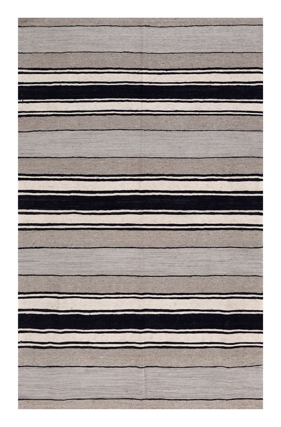 Grijs Tapijt Laagpolig Handgeweven Wollen Vloerkleed - Omid Afghan Modern Kelim 189x112
