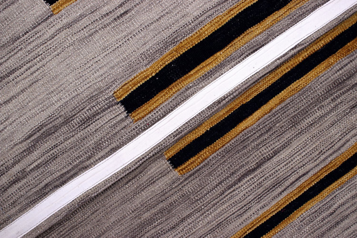 Grijs Tapijt Laagpolig Handgeweven Wollen Vloerkleed - Omid Afghan Modern Kelim 250x162