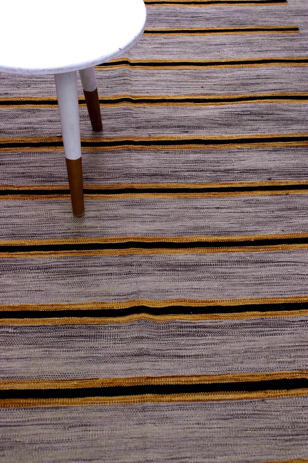 Grijs Tapijt Laagpolig Handgeweven Wollen Vloerkleed - Omid Afghan Modern Kelim 224x146