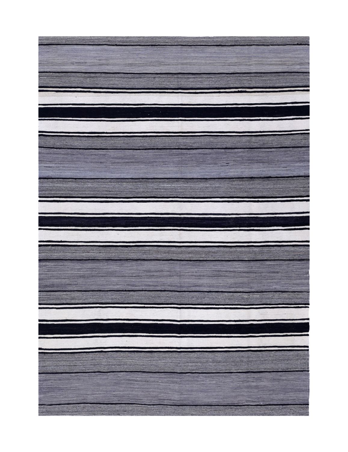 Grijs Tapijt Laagpolig Handgeweven Wollen Vloerkleed - Omid Afghan Modern Kelim 213x150