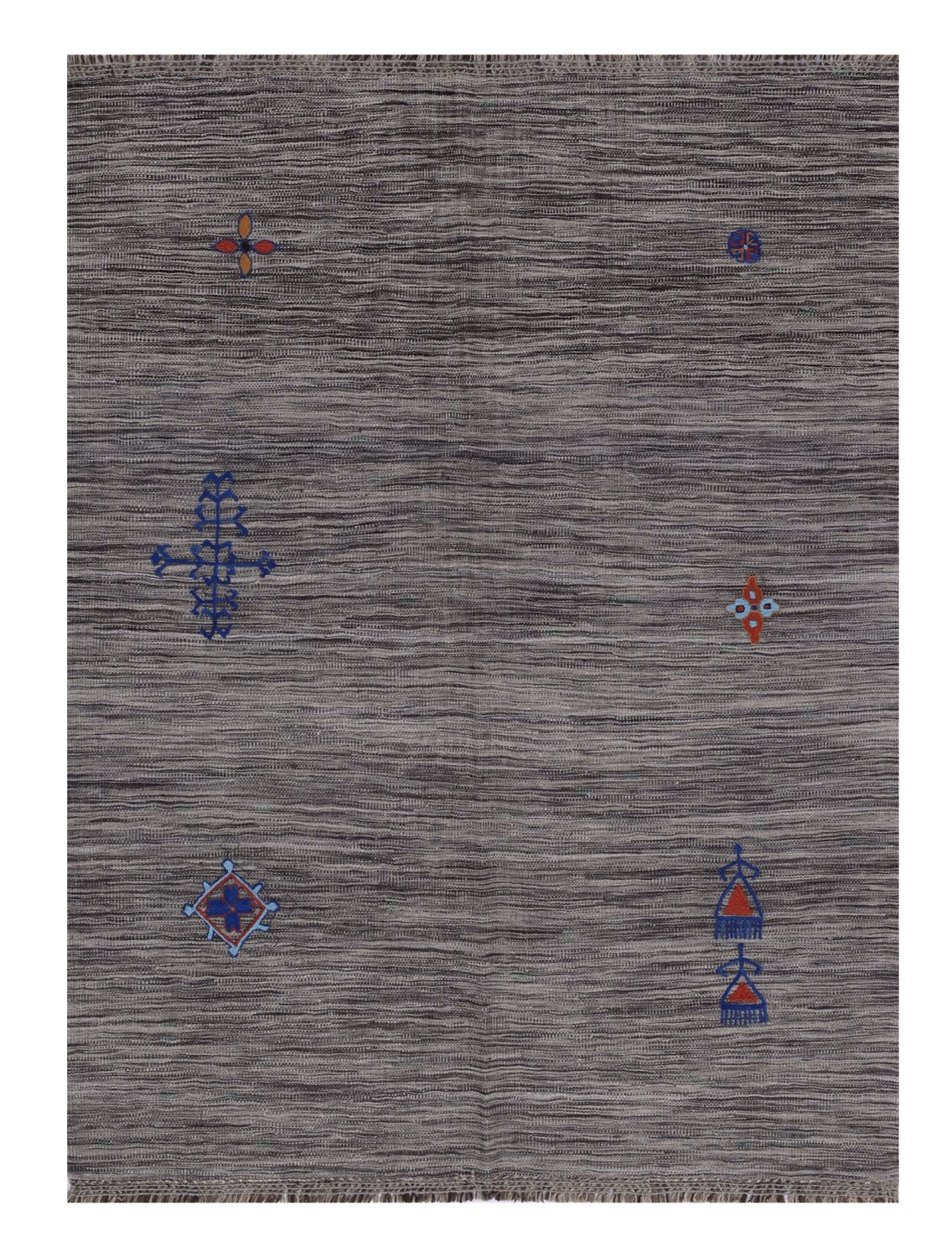 Grijs Tapijt Laagpolig Handgeweven Wollen Vloerkleed - Omid Afghan Modern Kelim 200x151