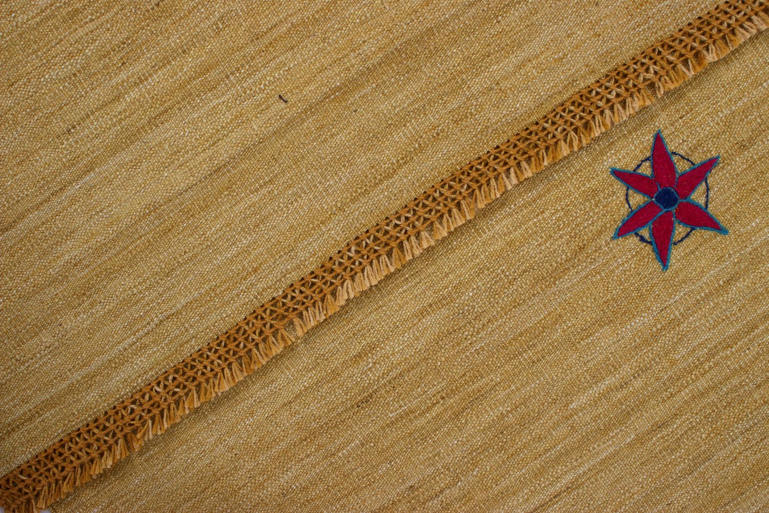 Geel Tapijt Laagpolig Handgeweven Wollen Vloerkleed - Omid Afghan Modern Kelim 230x180