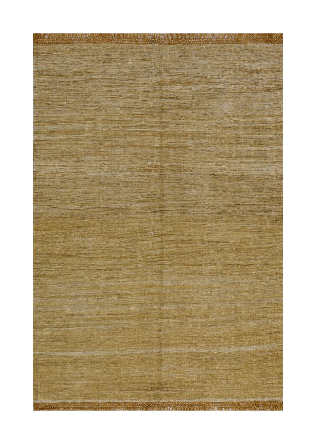 Geel Tapijt Laagpolig Handgeweven Wollen Vloerkleed - Omid Afghan Modern Kelim 173x124