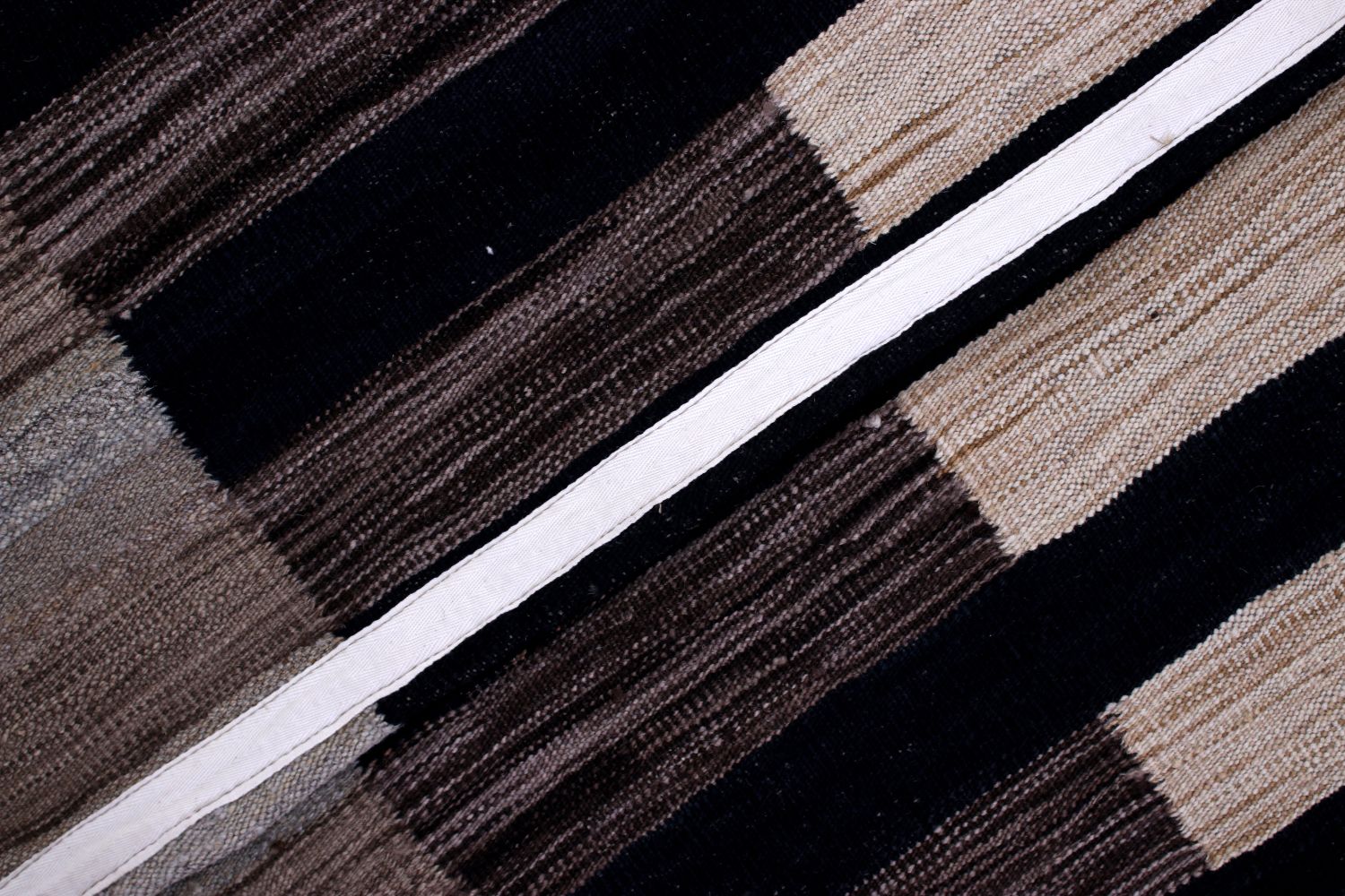 Grijs Tapijt Laagpolig Handgeweven Wollen Vloerkleed - Omid Afghan Modern Kelim 221x164