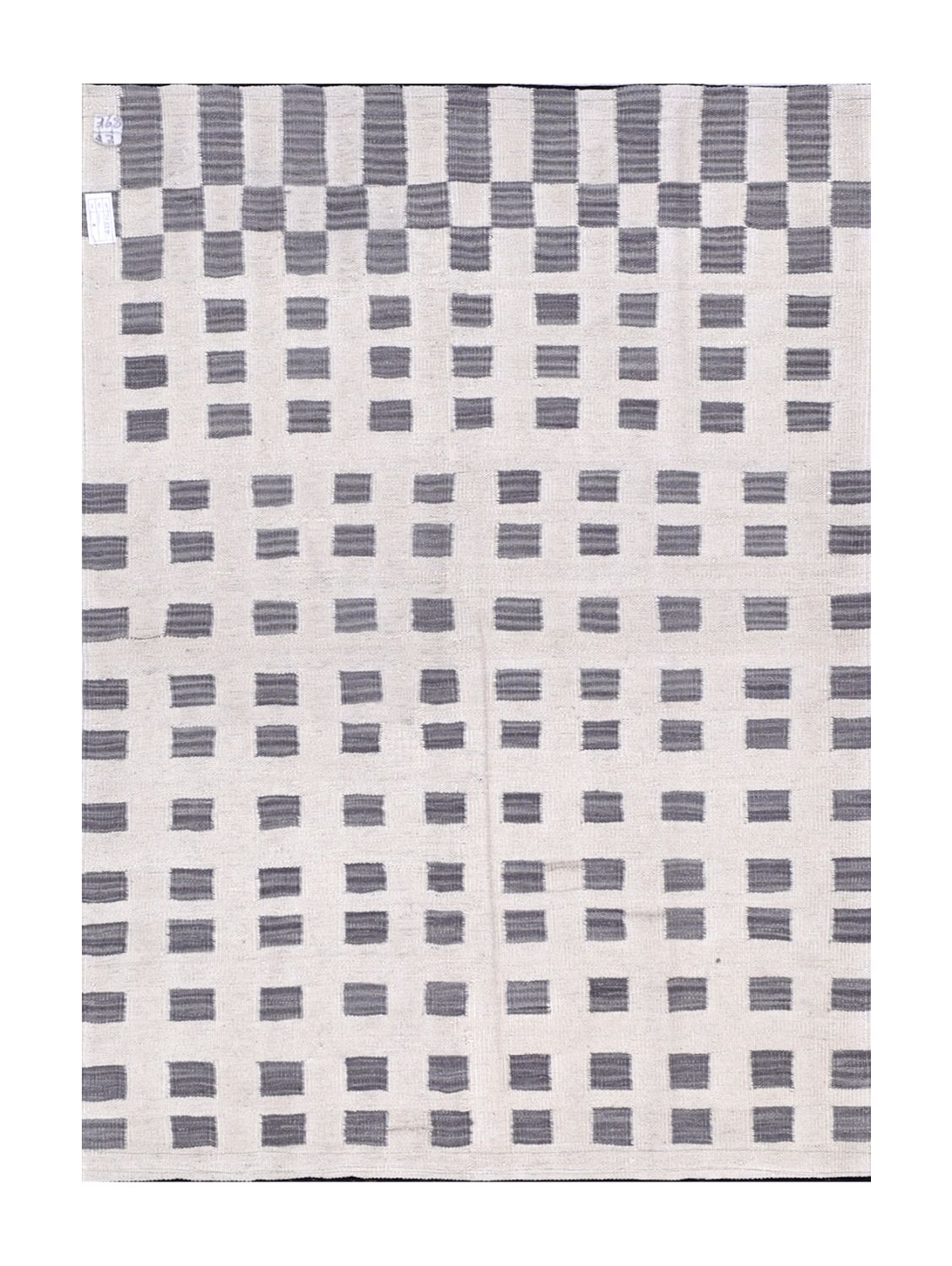 Crème Tapijt Laagpolig Handgeweven Wollen Vloerkleed - Omid Afghan Modern Kelim 145x105