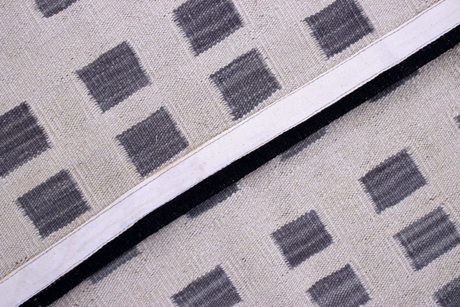 Crème Tapijt Laagpolig Handgeweven Wollen Vloerkleed - Omid Afghan Modern Kelim 145x105