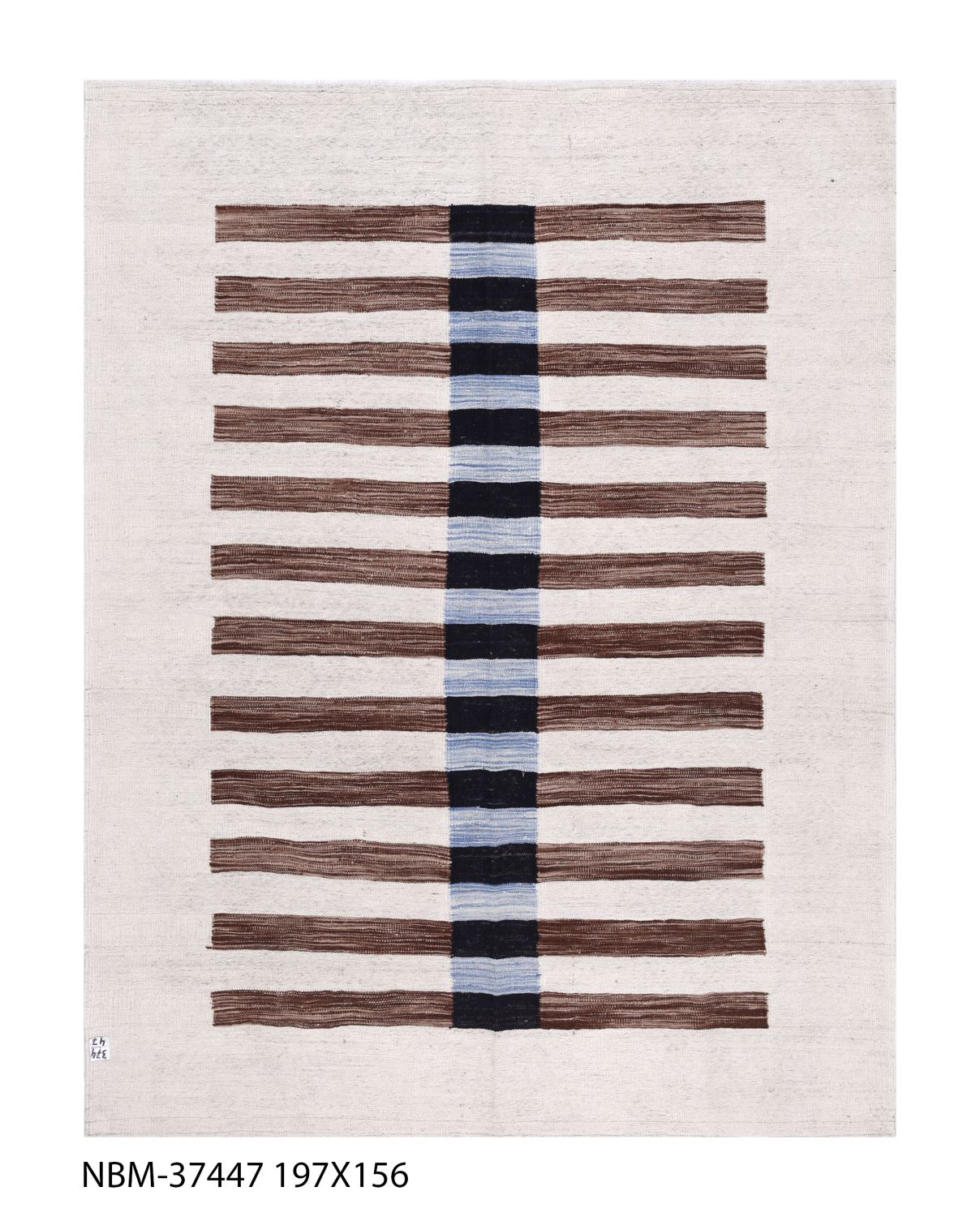Crème Tapijt Laagpolig Handgeweven Wollen Vloerkleed - Omid Afghan Modern Kelim 197x156
