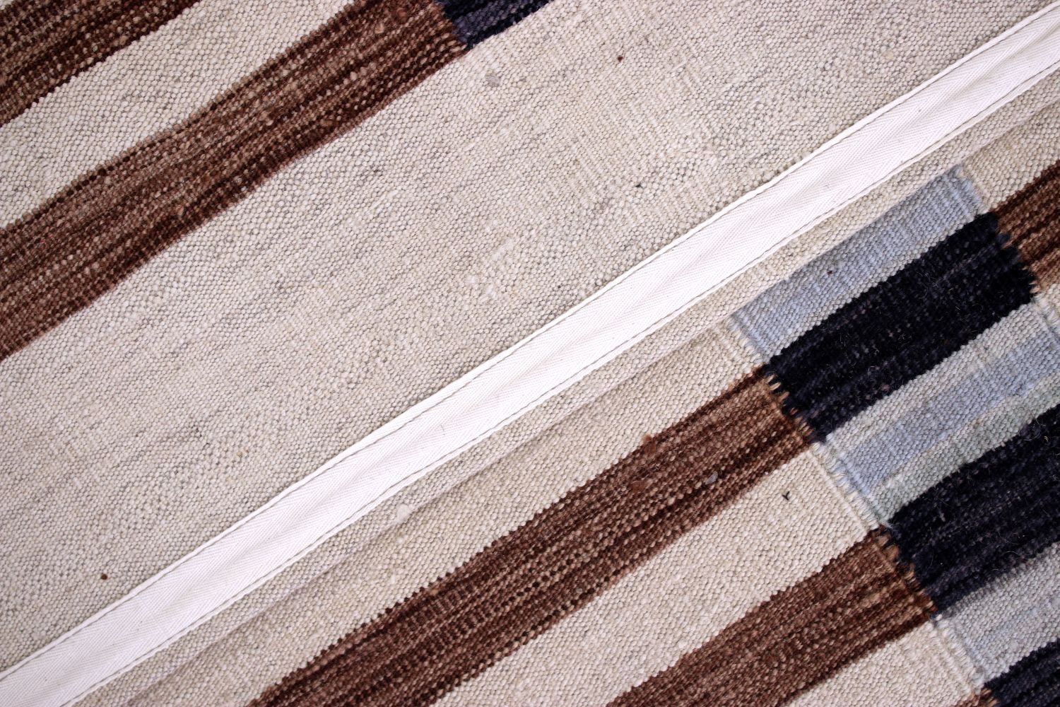 Crème Tapijt Laagpolig Handgeweven Wollen Vloerkleed - Omid Afghan Modern Kelim 147x113