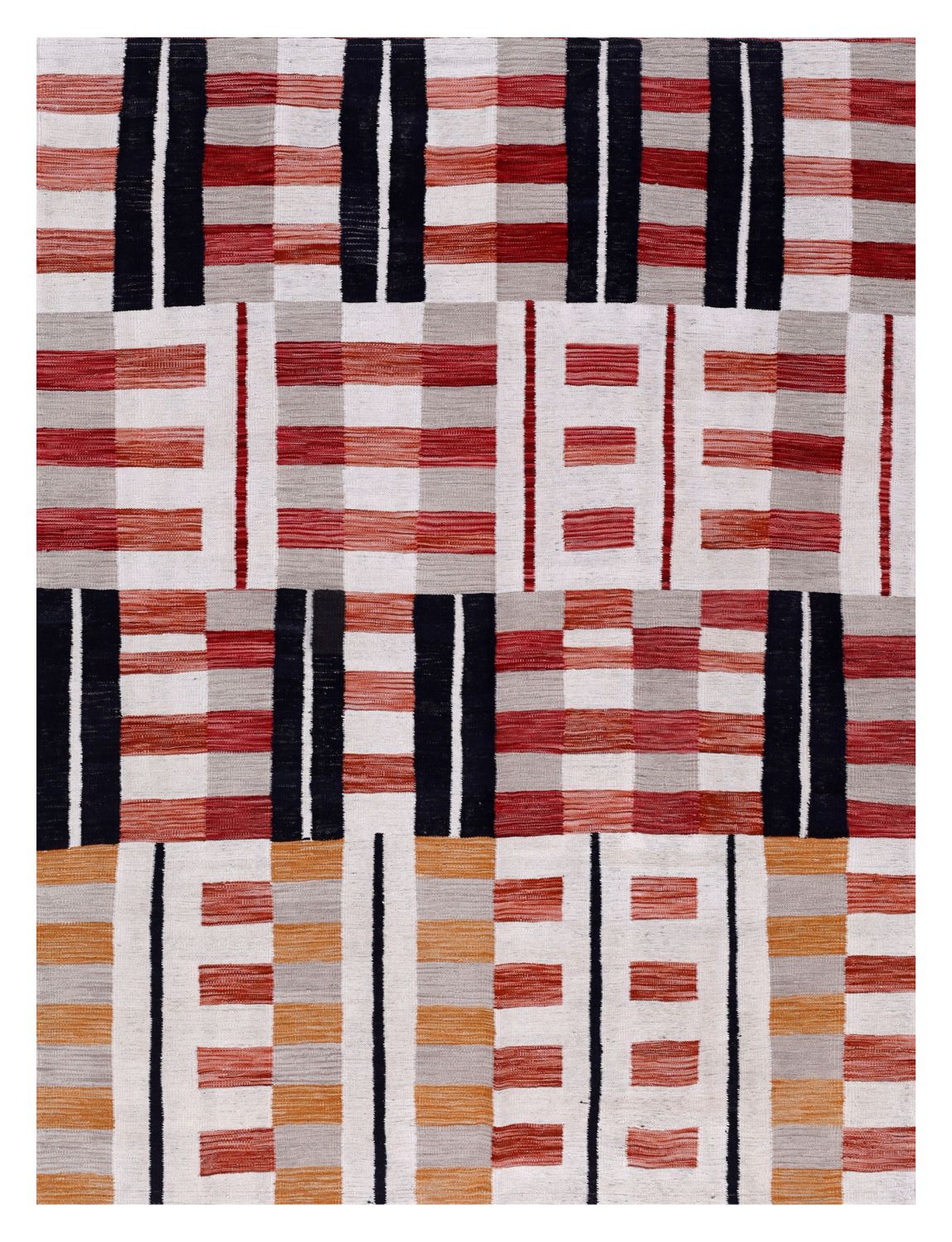 Rood Tapijt Laagpolig Handgeweven Wollen Vloerkleed - Omid Afghan Modern Kelim 221x168