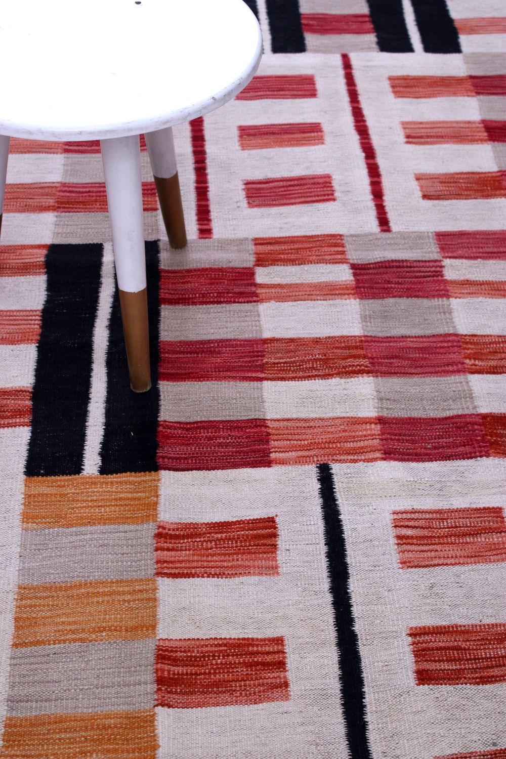 Rood Tapijt Laagpolig Handgeweven Wollen Vloerkleed - Omid Afghan Modern Kelim 221x168
