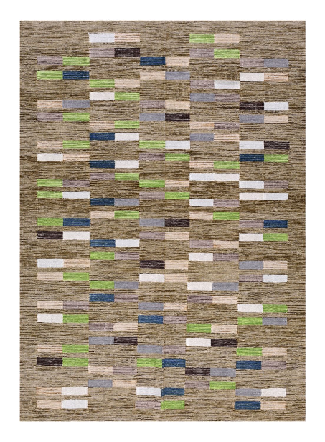 Beige Tapijt Laagpolig Handgeweven Wollen Vloerkleed - Omid Afghan Modern Kelim 224x159