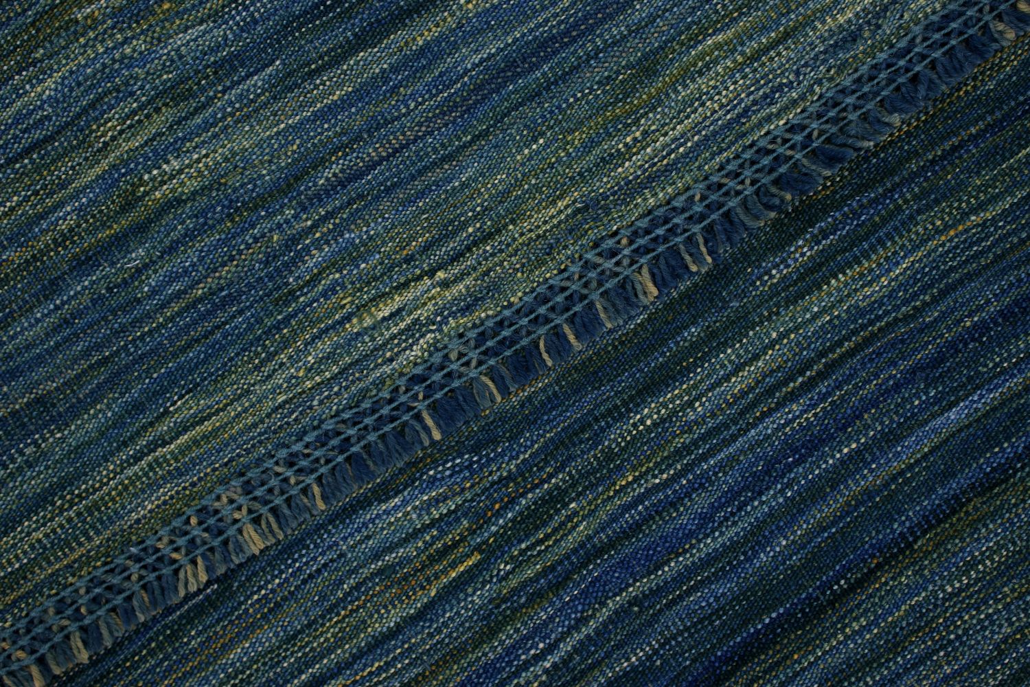 Blauw Tapijt Laagpolig Handgeweven Wollen Vloerkleed - Omid Afghan Modern Kelim 199x152