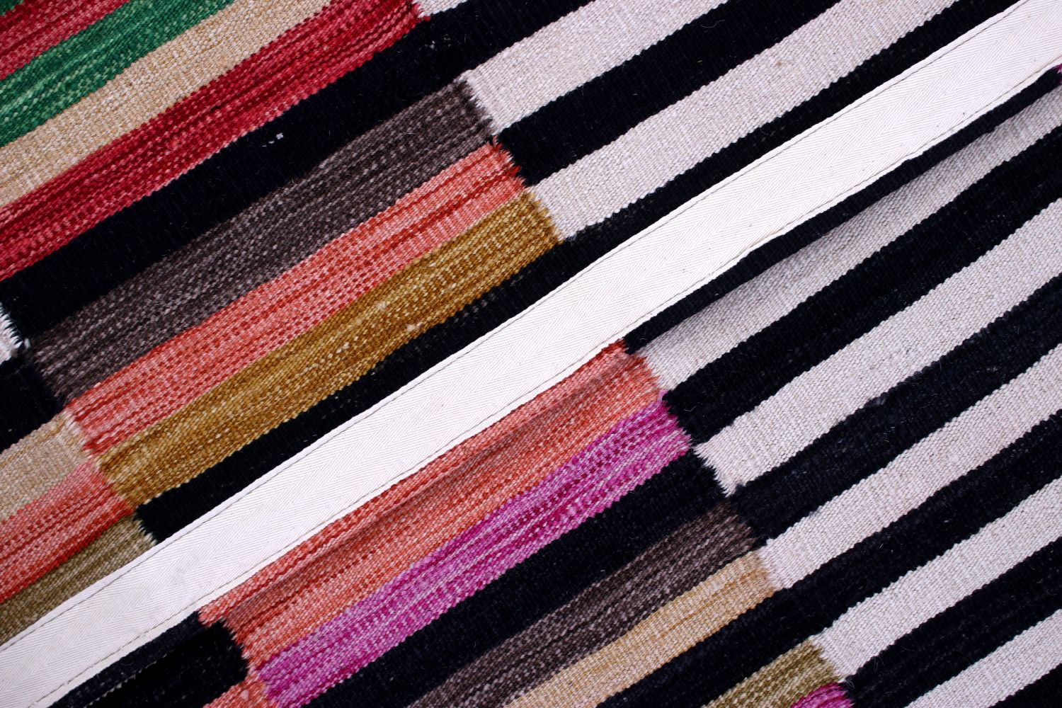Kleurrijk Tapijt Laagpolig Handgeweven Wollen Vloerkleed - Omid Afghan Modern Kelim 156x106