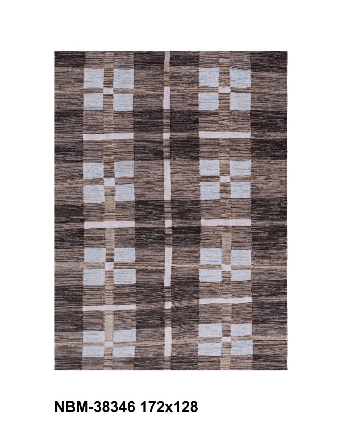 Bruin Tapijt Laagpolig Handgeweven Wollen Vloerkleed - Omid Afghan Modern Kelim 172x128