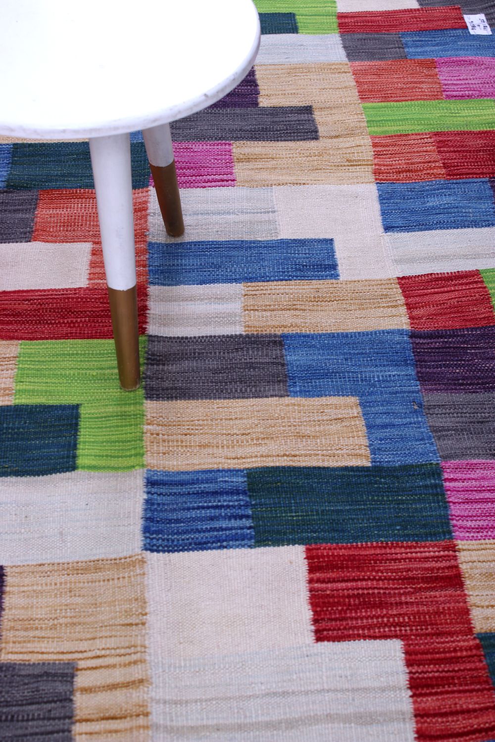 Kleurrijk Tapijt Laagpolig Handgeweven Wollen Vloerkleed - Omid Afghan Modern Kelim 173x125