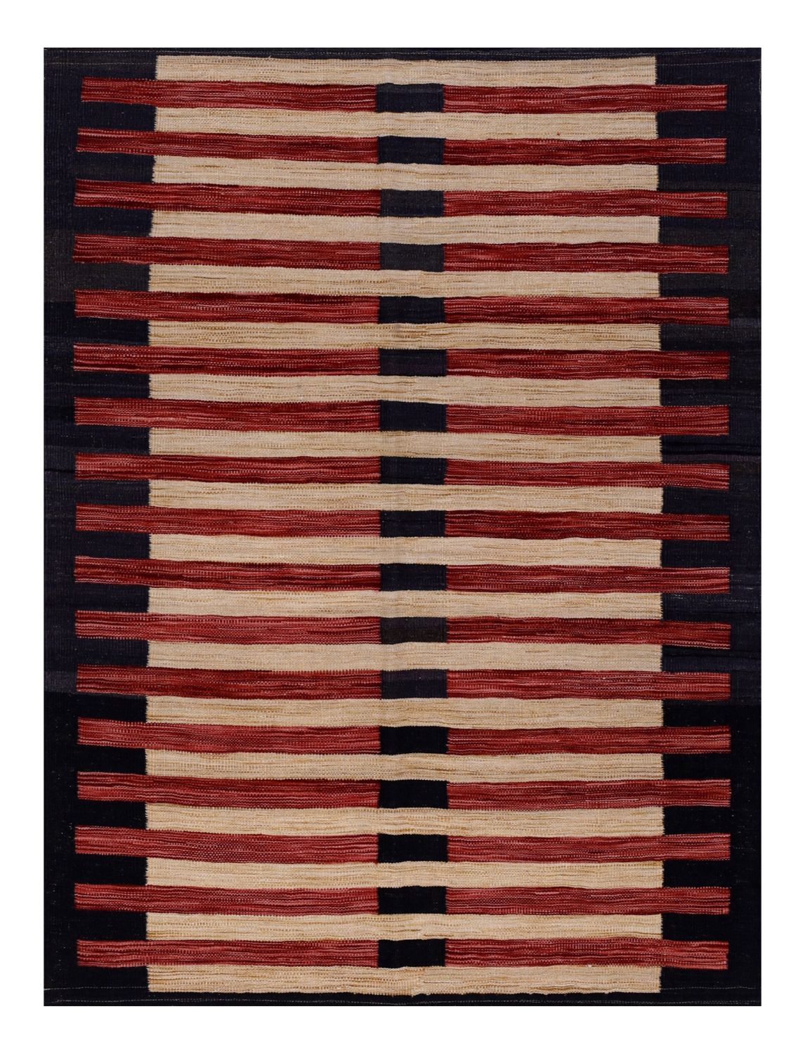 Rood Tapijt Laagpolig Handgeweven Wollen Vloerkleed - Omid Afghan Modern Kelim 178x132