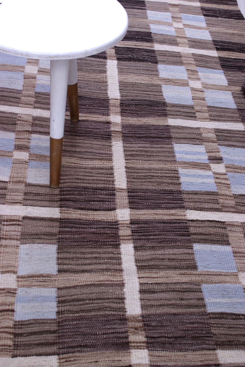 Bruin Tapijt Laagpolig Handgeweven Wollen Vloerkleed - Omid Afghan Modern Kelim 221x163