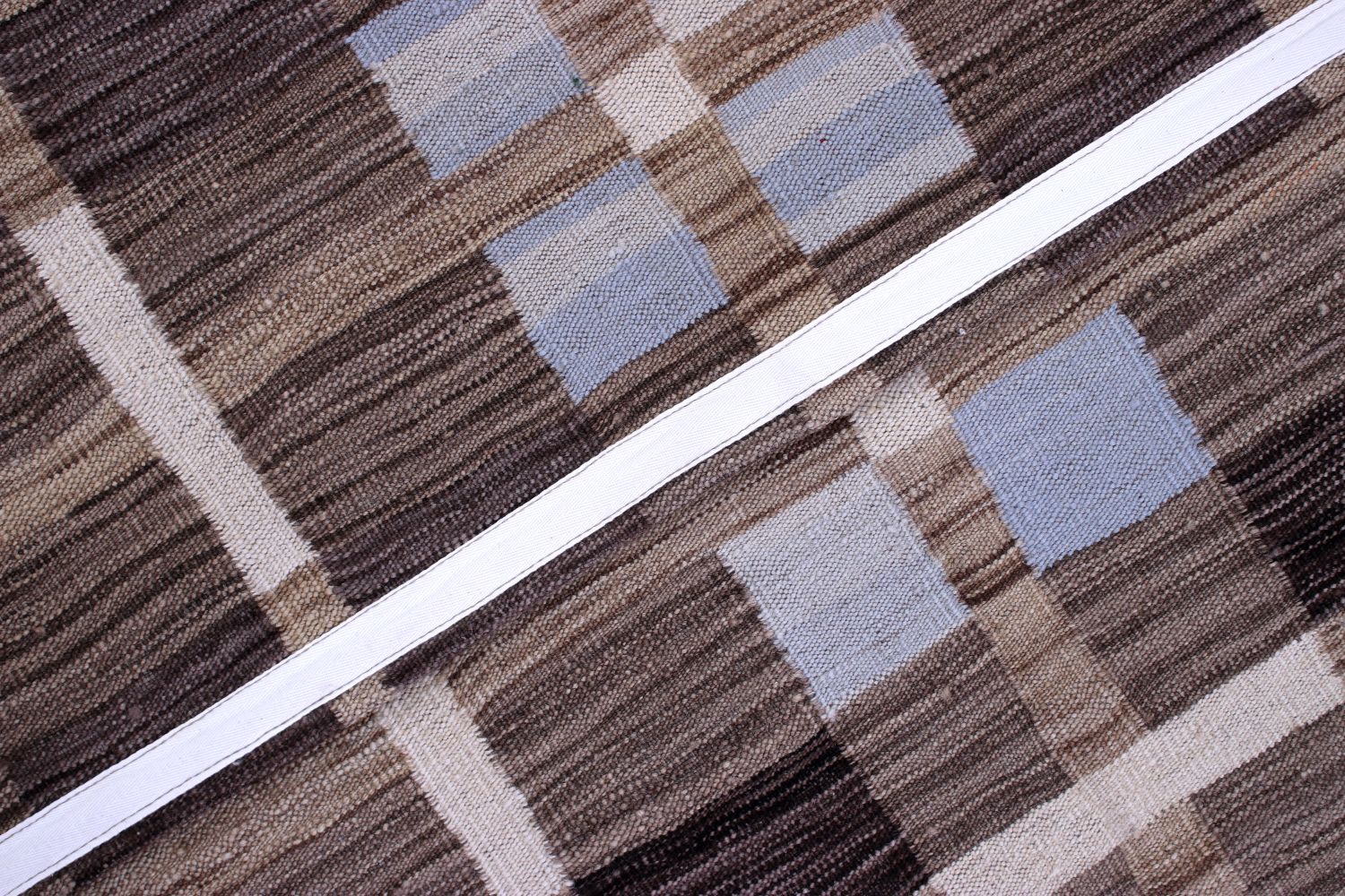 Bruin Tapijt Laagpolig Handgeweven Wollen Vloerkleed - Omid Afghan Modern Kelim 221x163