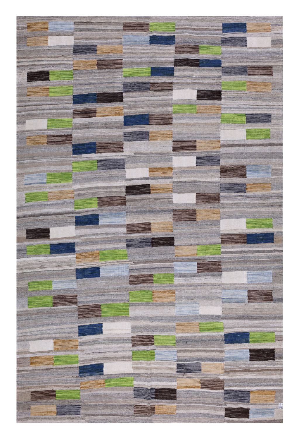 Grijs Tapijt Laagpolig Handgeweven Wollen Vloerkleed - Omid Afghan Modern Kelim 292x197